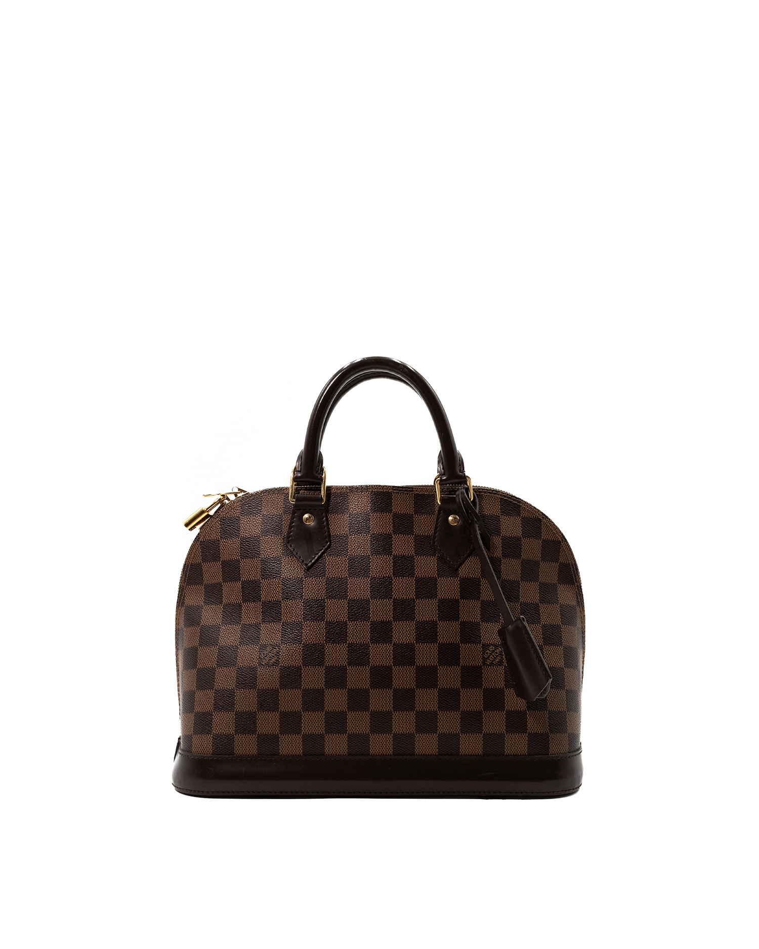 Tela Damier Ébène e rifiniture in vacchetta su una borsa Louis Vuitton pre-owned autentica - Aurea Luxury Lab