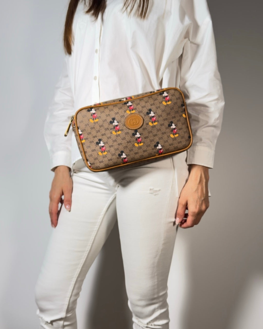Gucci Bag Disney Fanny Pack In Beige GG Supreme Canvas — Pre-owned Authentic