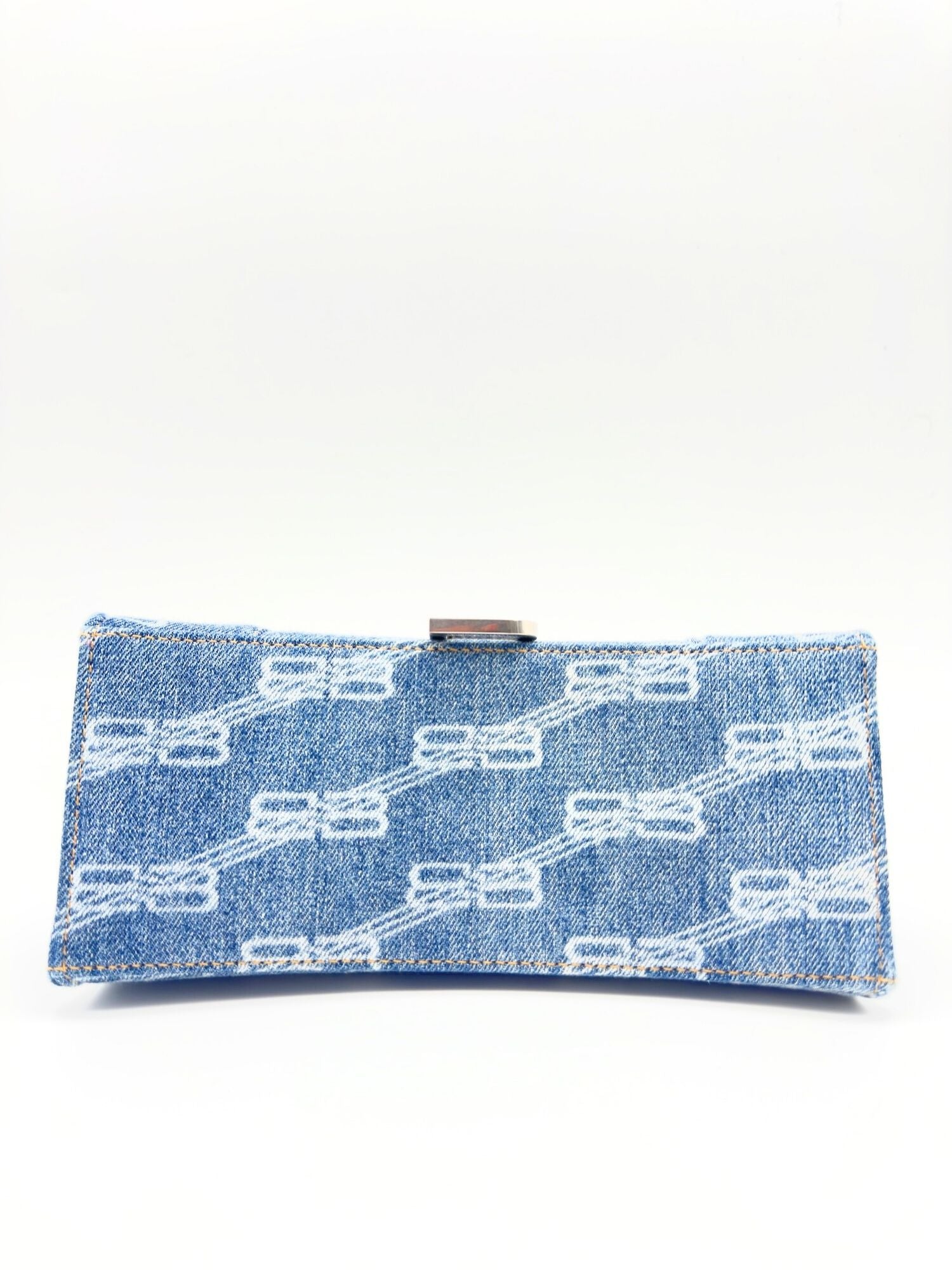 Balenciaga Borsa Hourglass Small in Denim / Jeans Stampato