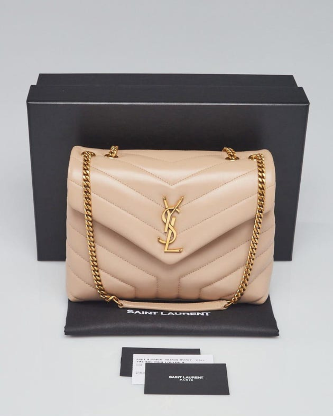 Saint Laurent Borsa Loulou Small Pelle Beige — Pre-owned Autentica
