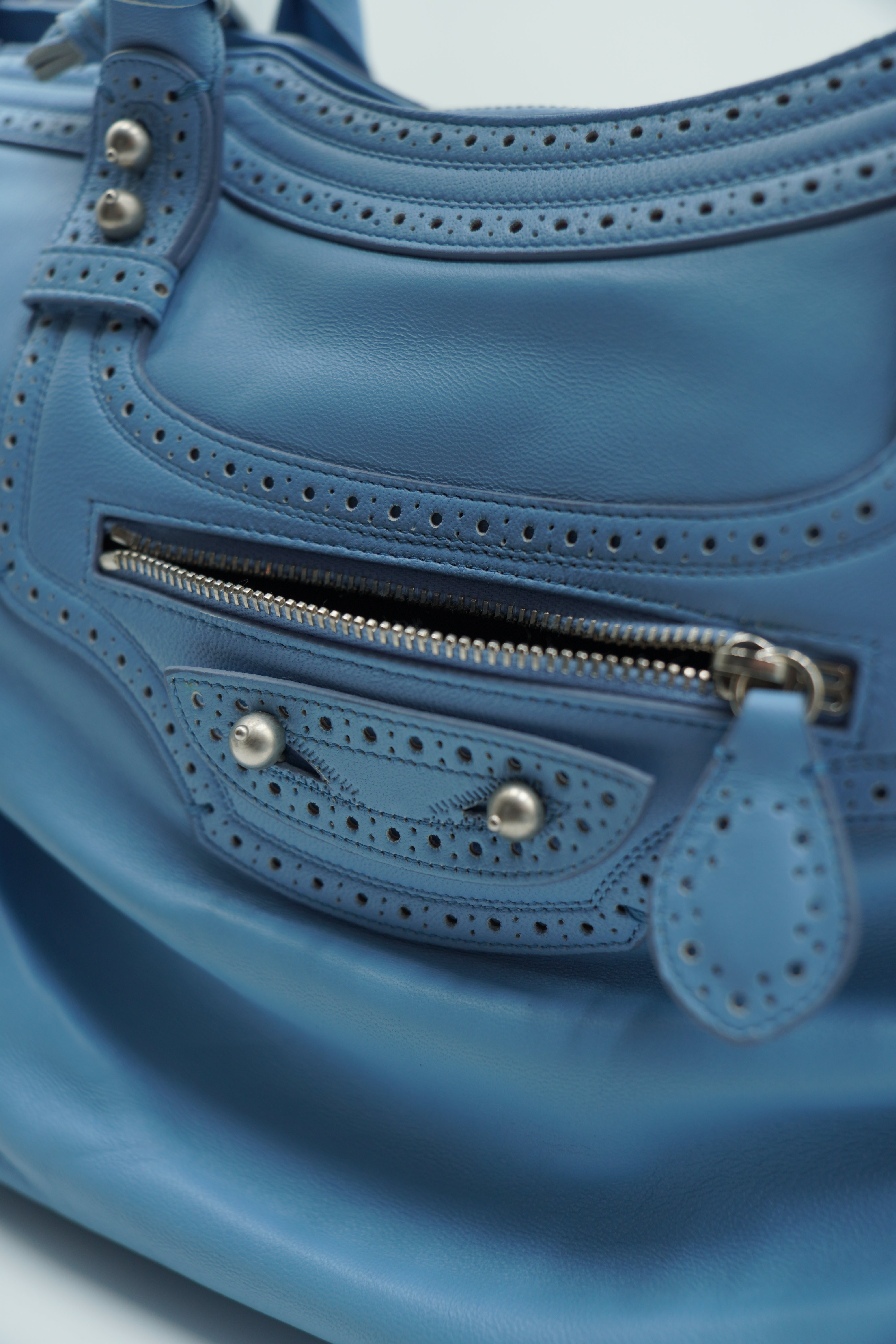 Balenciaga Tasche City Media Nappa Celeste — Pre-owned Authentisch