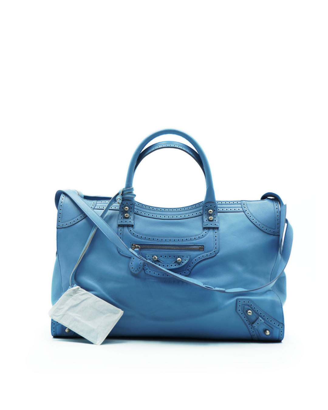 Balenciaga Medium City Bag in Light Blue Perforated Nappa Leather