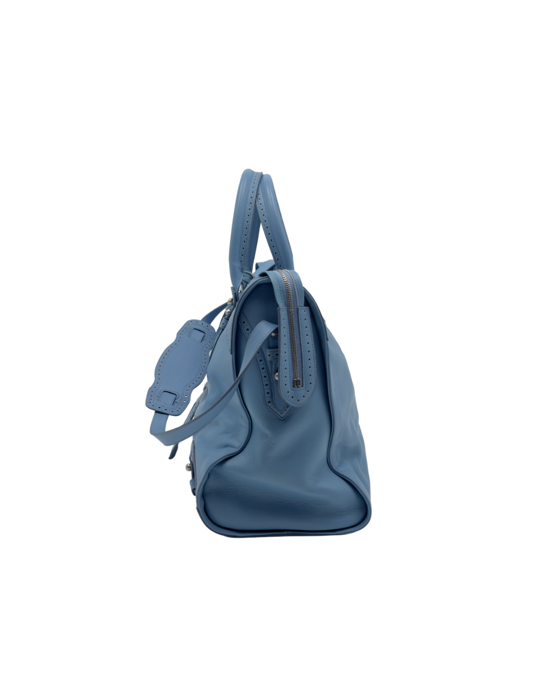Balenciaga City media celeste nappa traforata