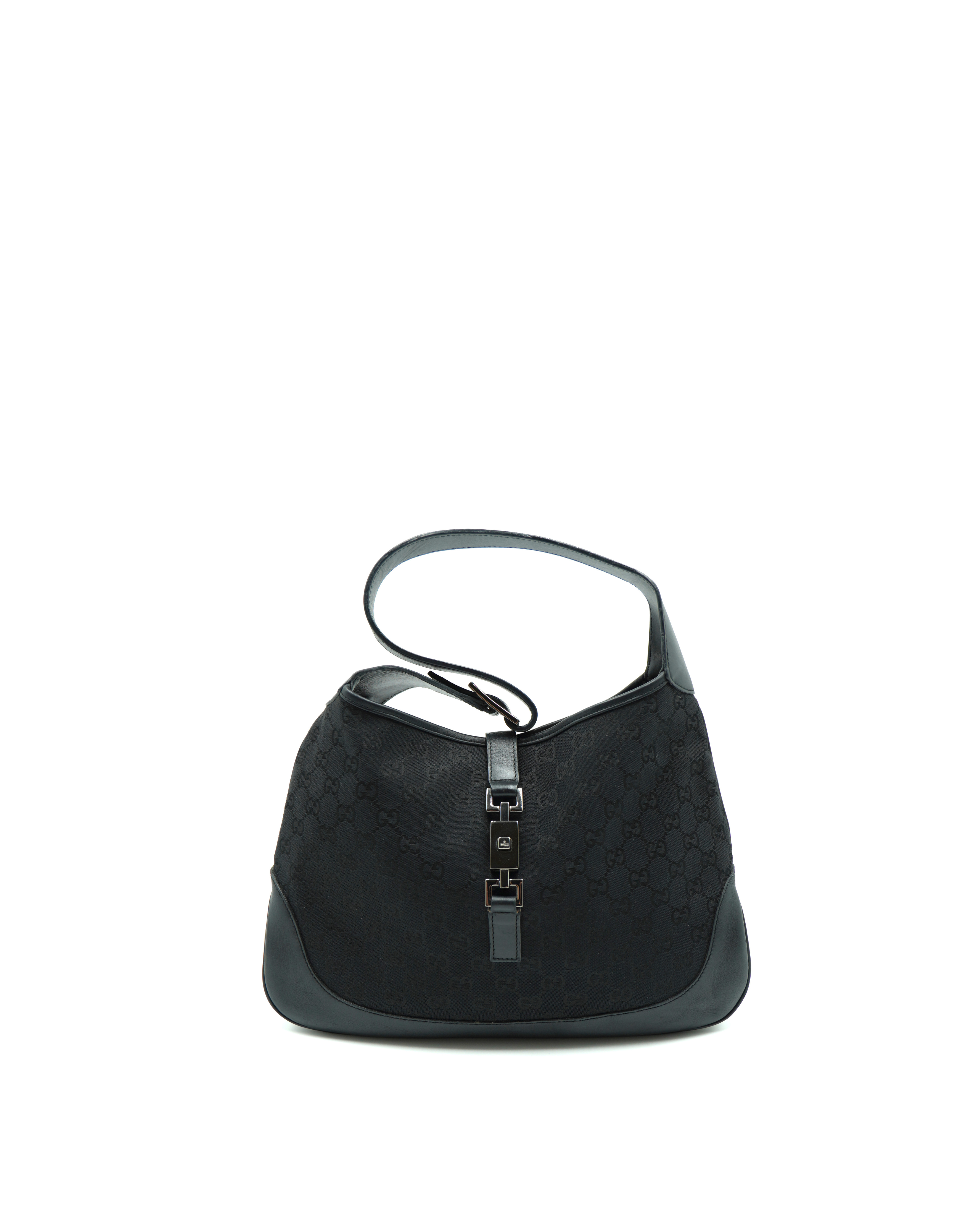 Gucci Borsa Jackie In Tela GG Nera e Pelle - Usato Autentico