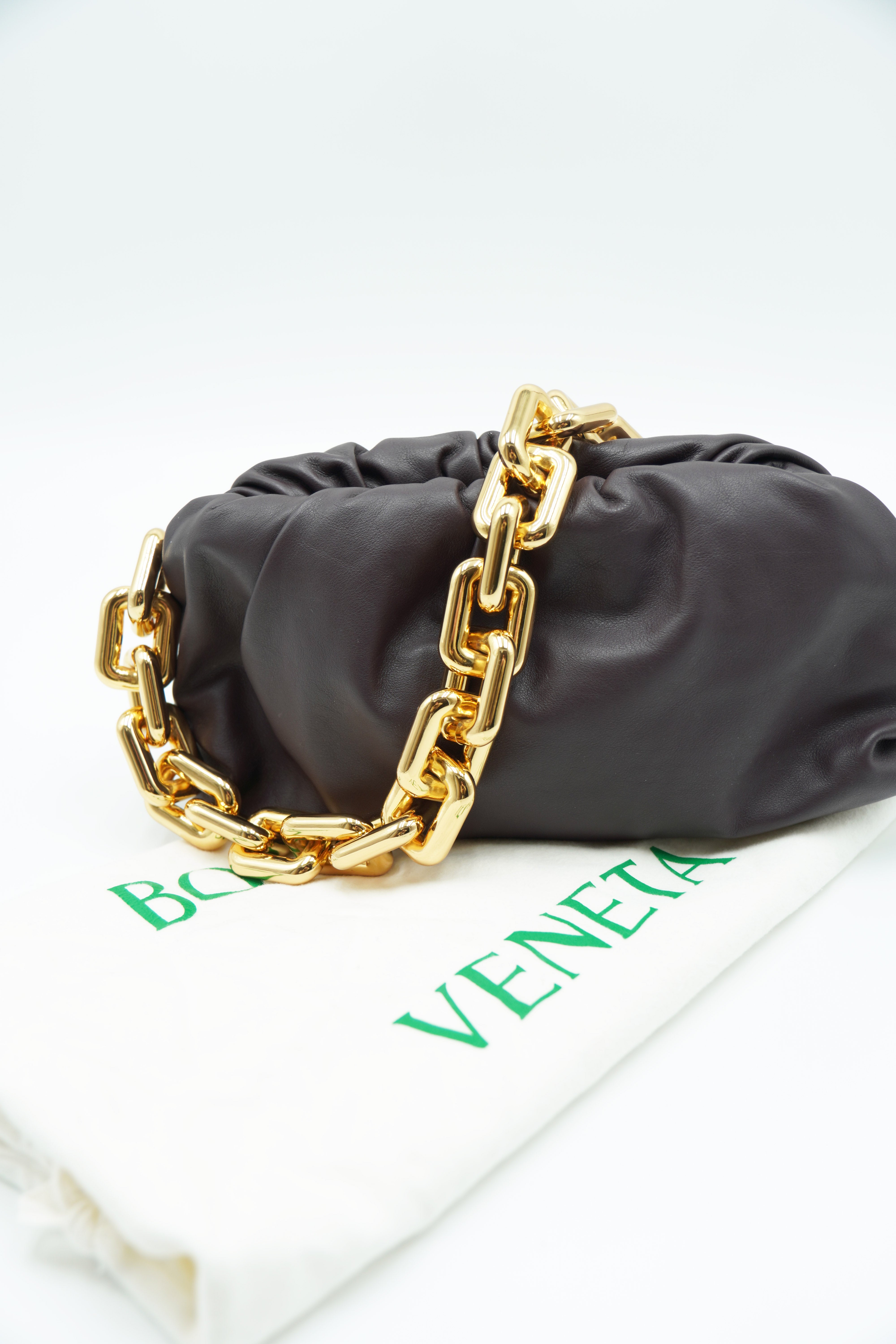 Bottega Veneta Borsa Pouch Con Catena Pelle Melanzana