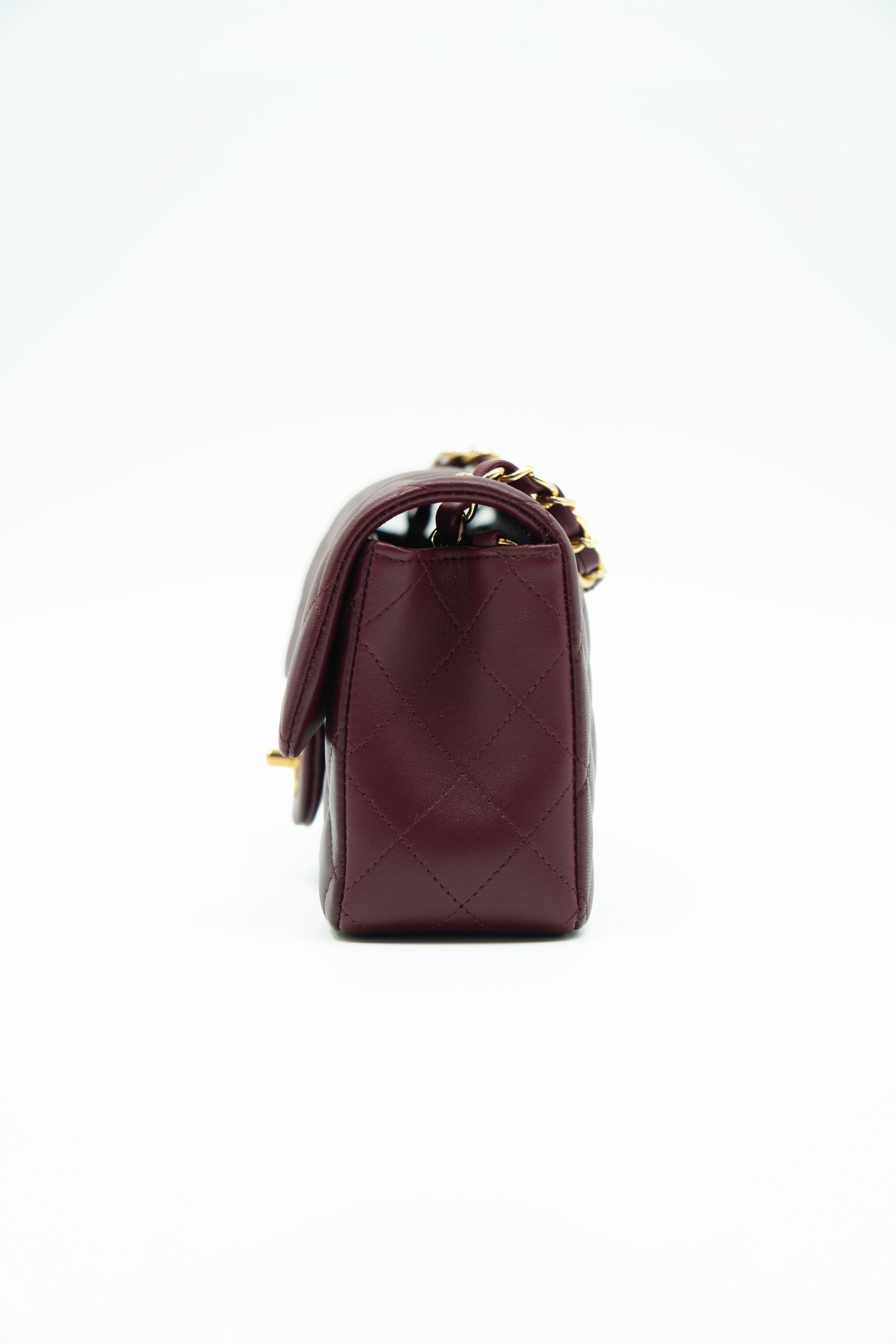 Chanel Borsa Classic Timeless Mini Flap Lambiskin Burgundi
