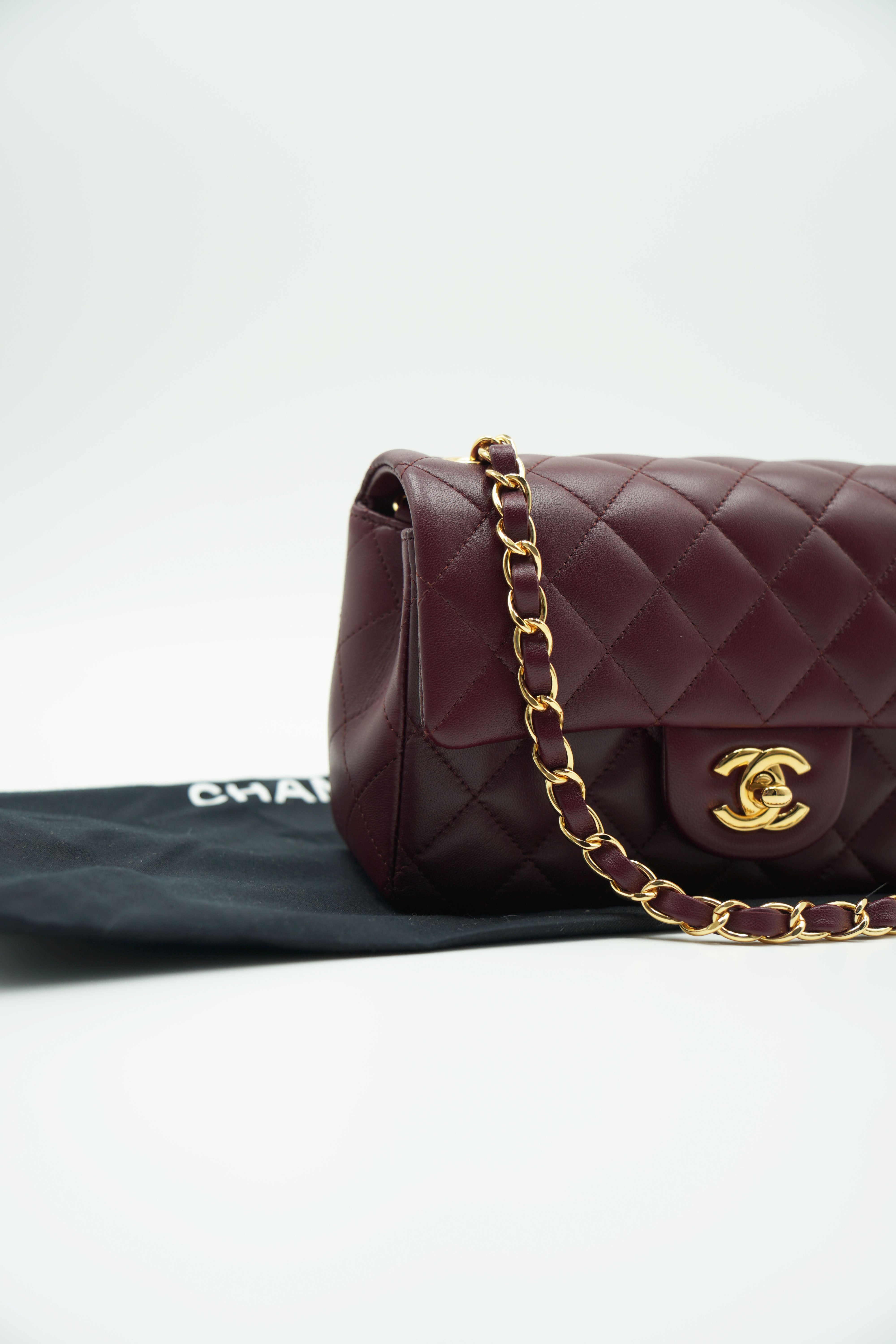 Chanel Borsa Classic Timeless Mini Flap Lambiskin Burgundi