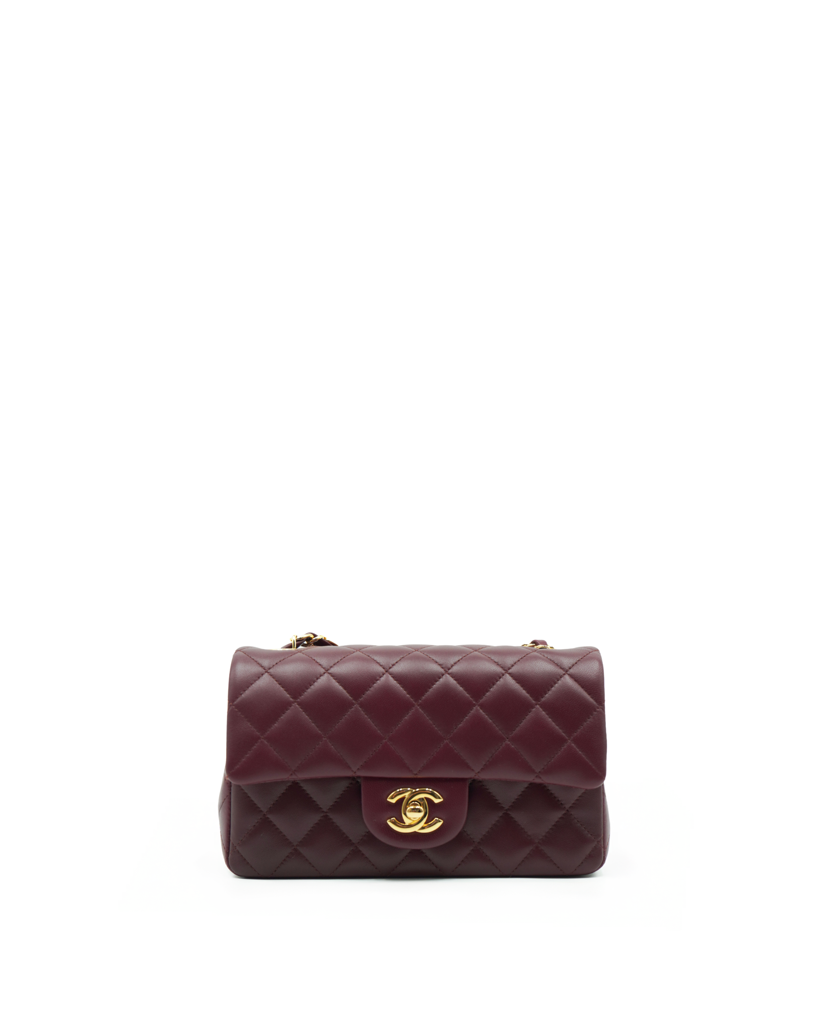 Chanel Borsa Classic Timeless Mini Flap Lambiskin Burgundi