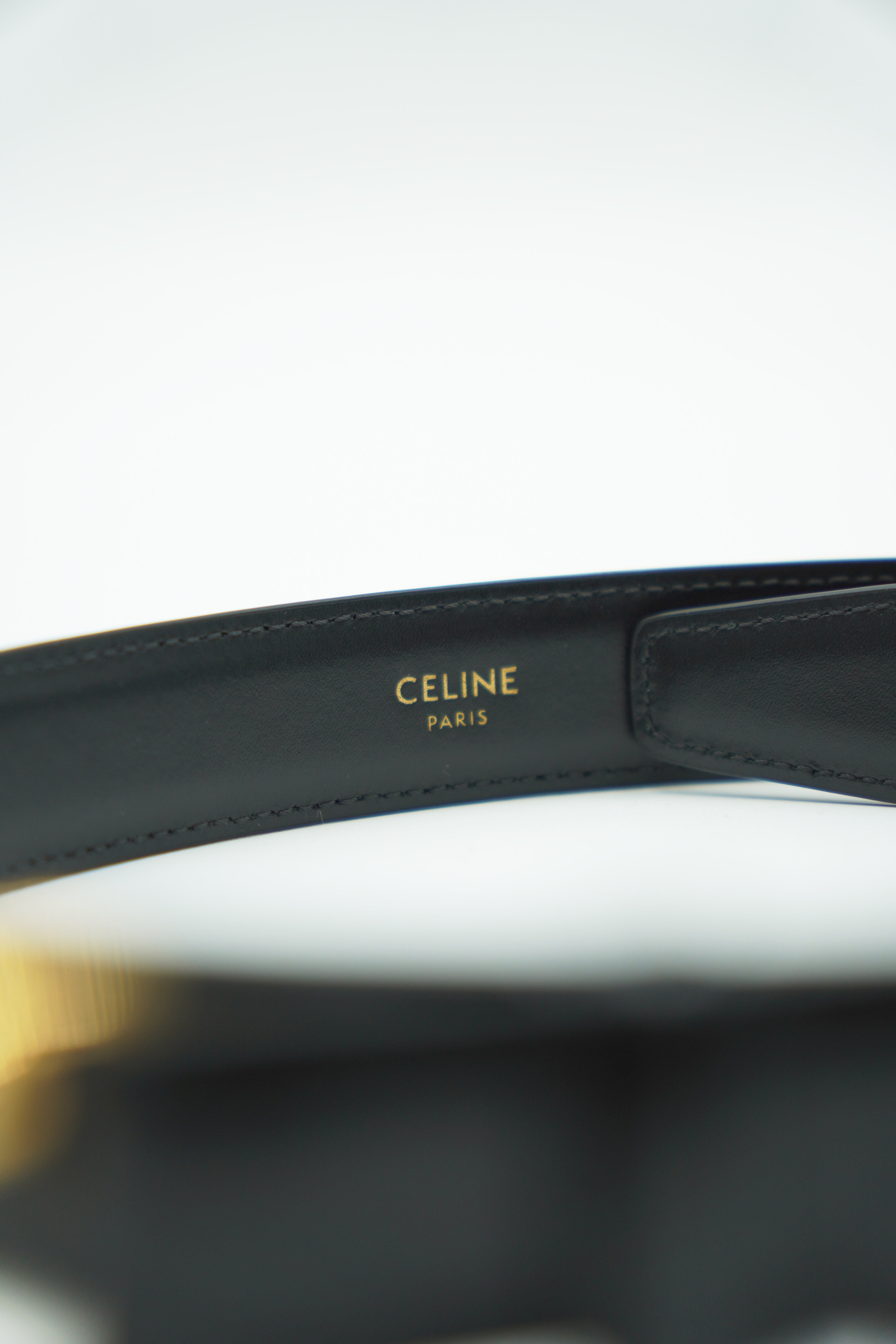 Celine Cintura Triomphe Pelle Nera 80 cm - Usata Autentica