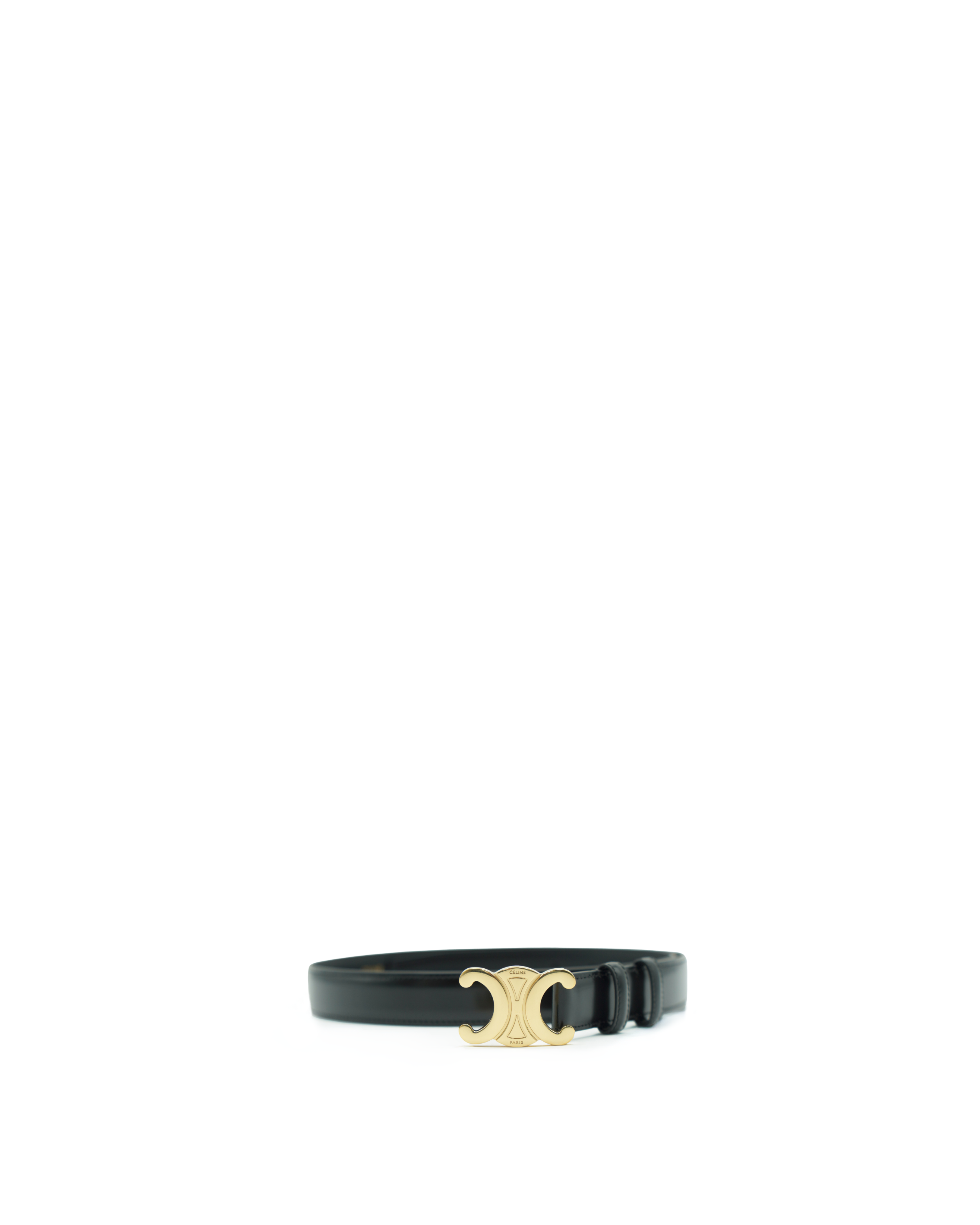 Celine Triomphe Belt Black Leather