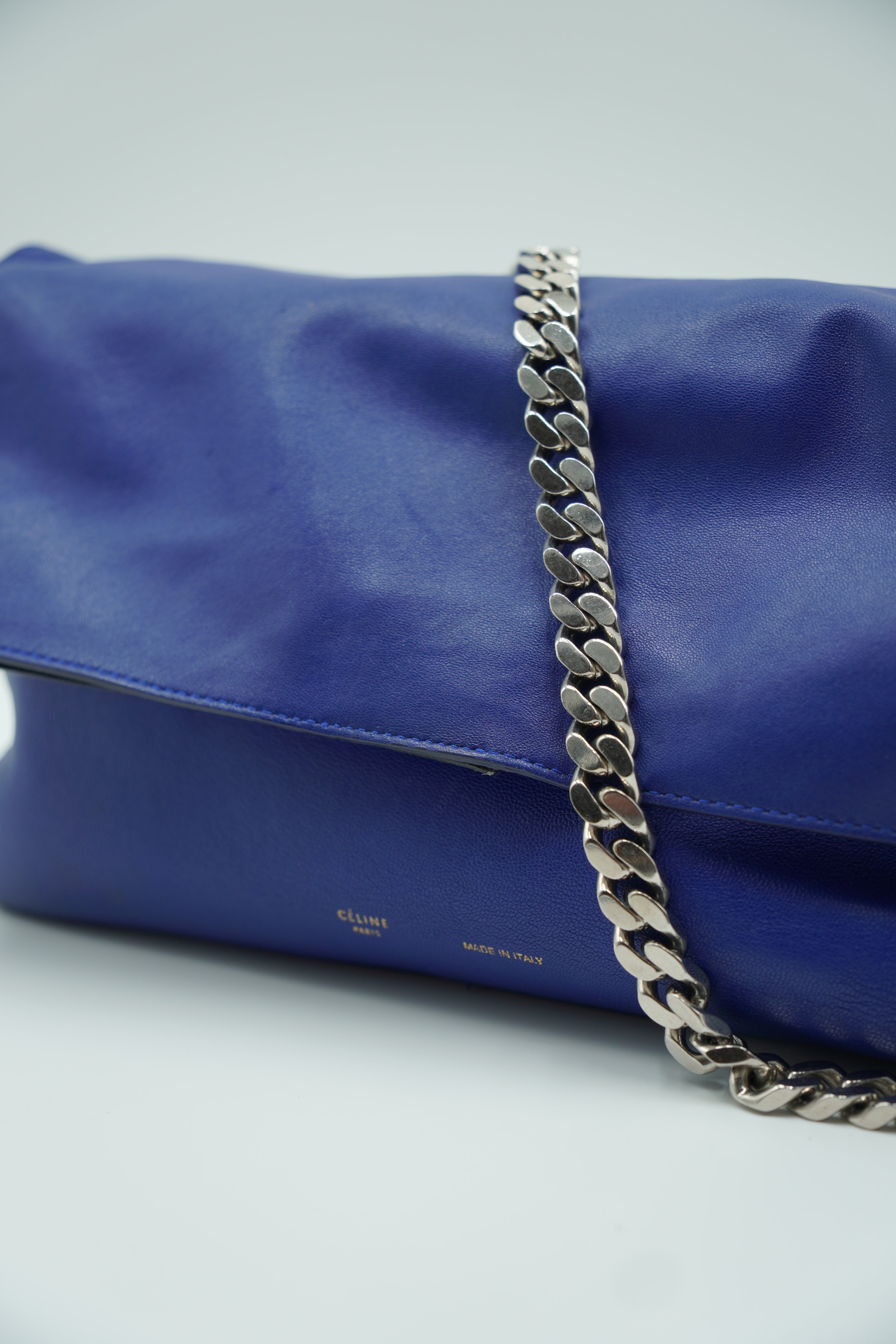 Celine Royal Blue Hobo Bag With Chain
