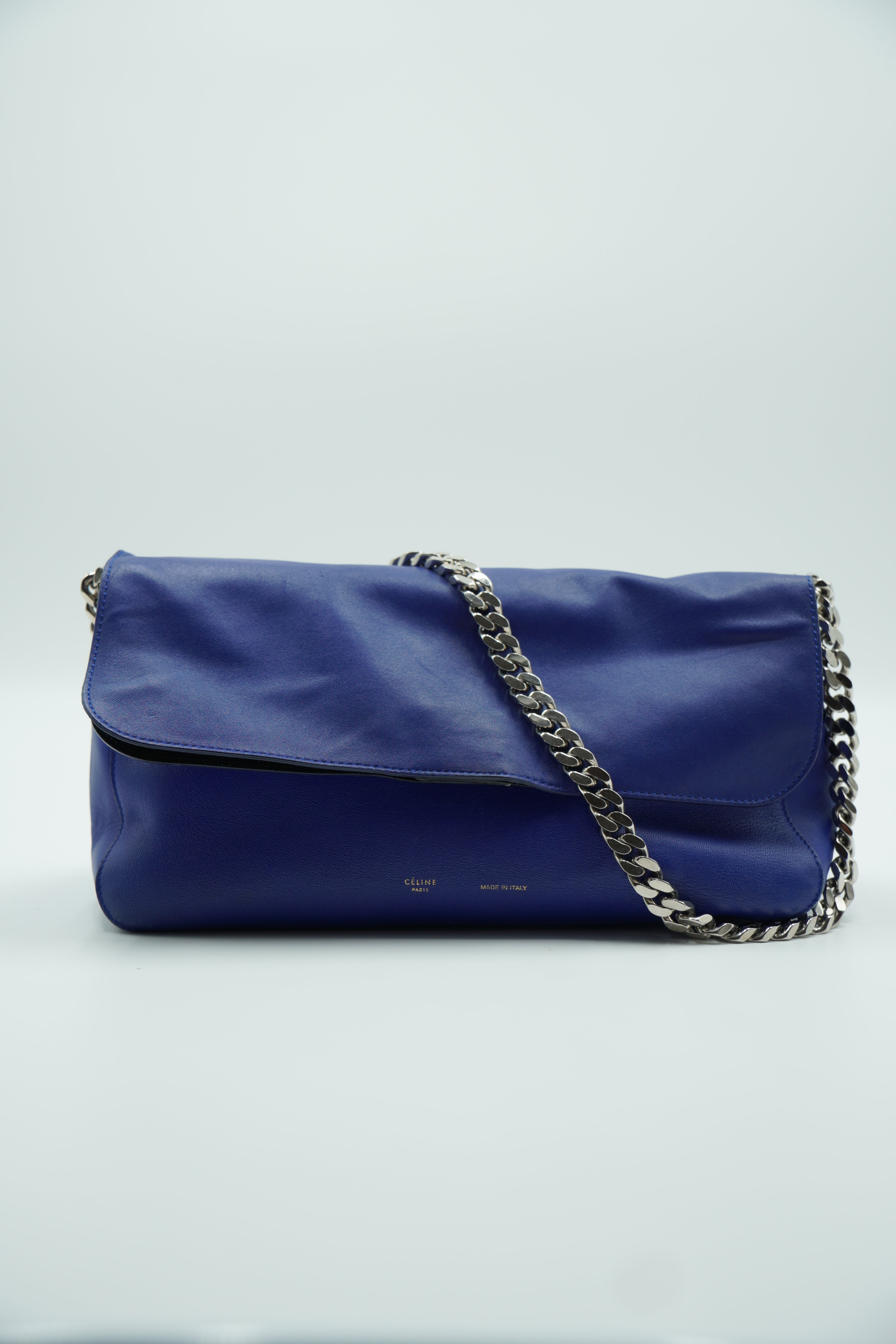Celine Royal Blue Hobo Bag With Chain