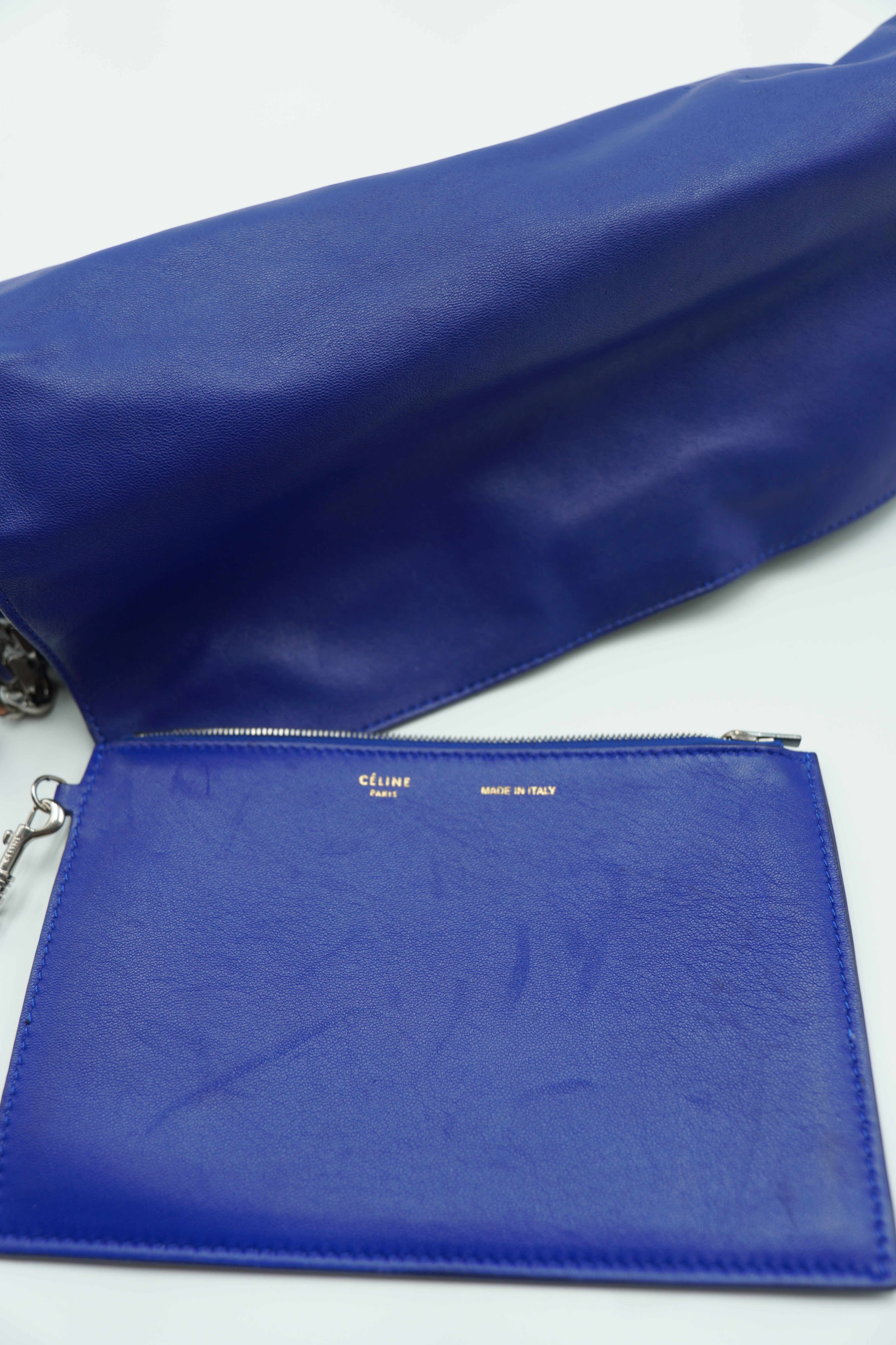 Celine Royal Blue Hobo Bag With Chain