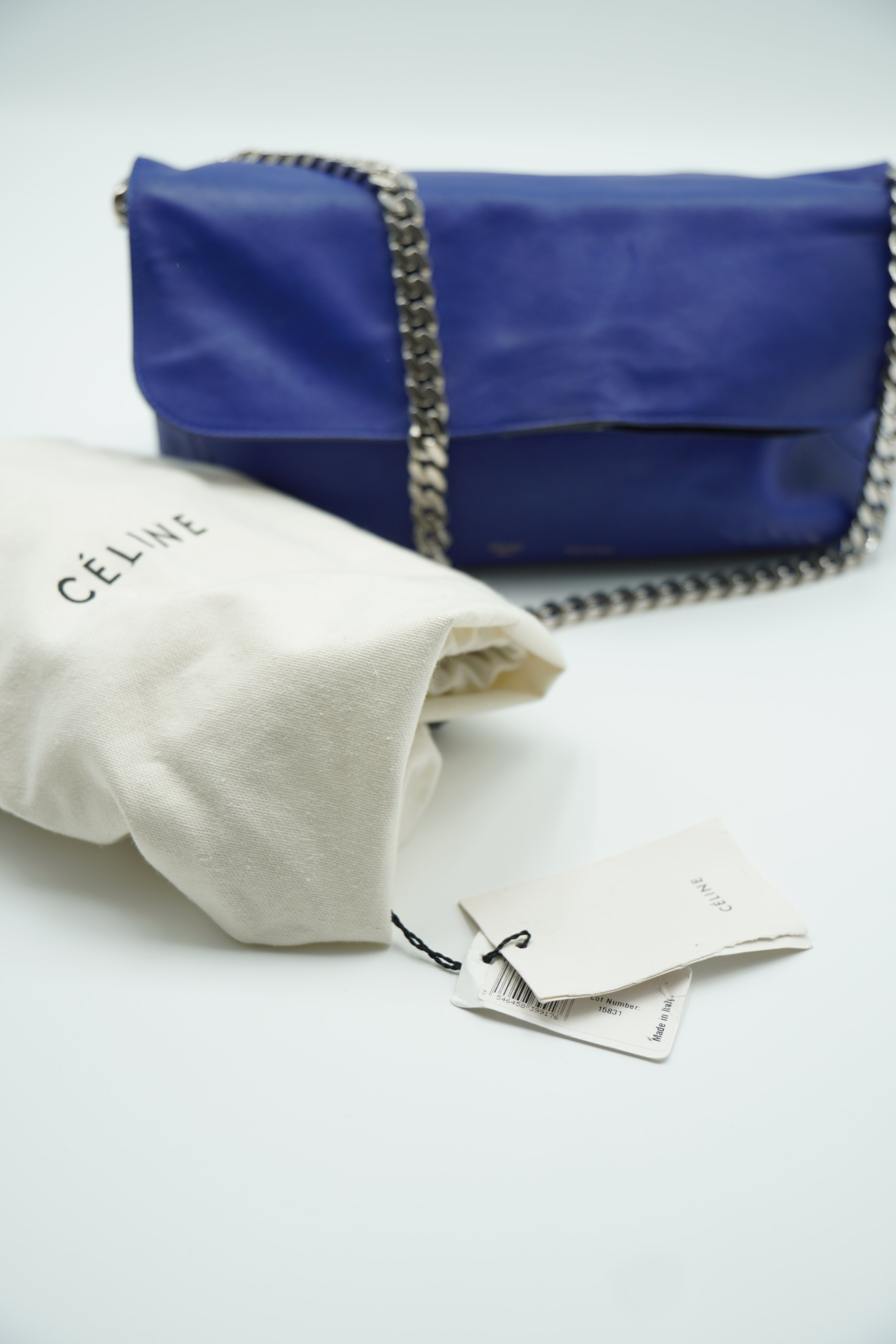 Celine Royal Blue Hobo Bag With Chain