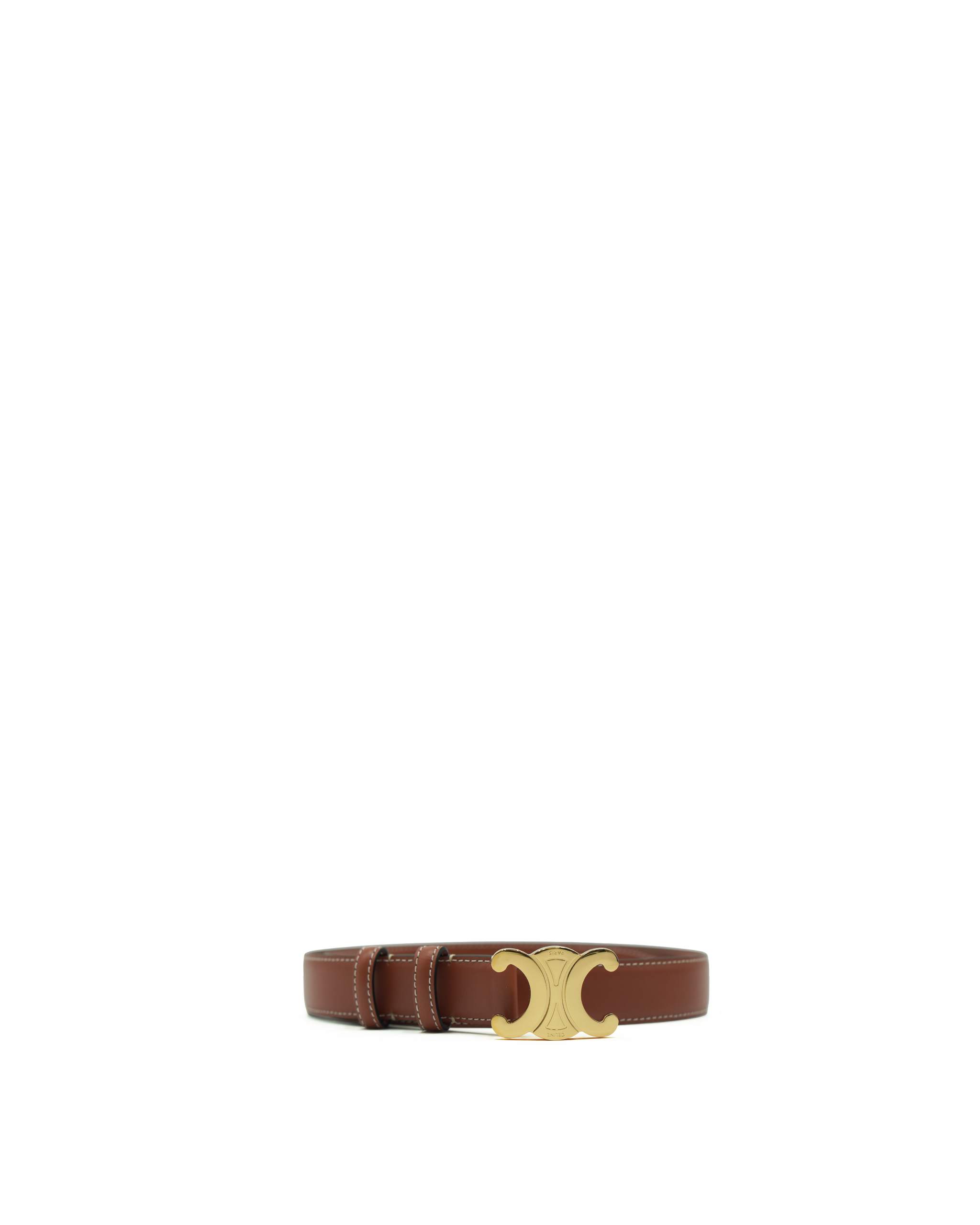 Celine Triomphe Brown Leather Belt 80 cm - Used Authentic