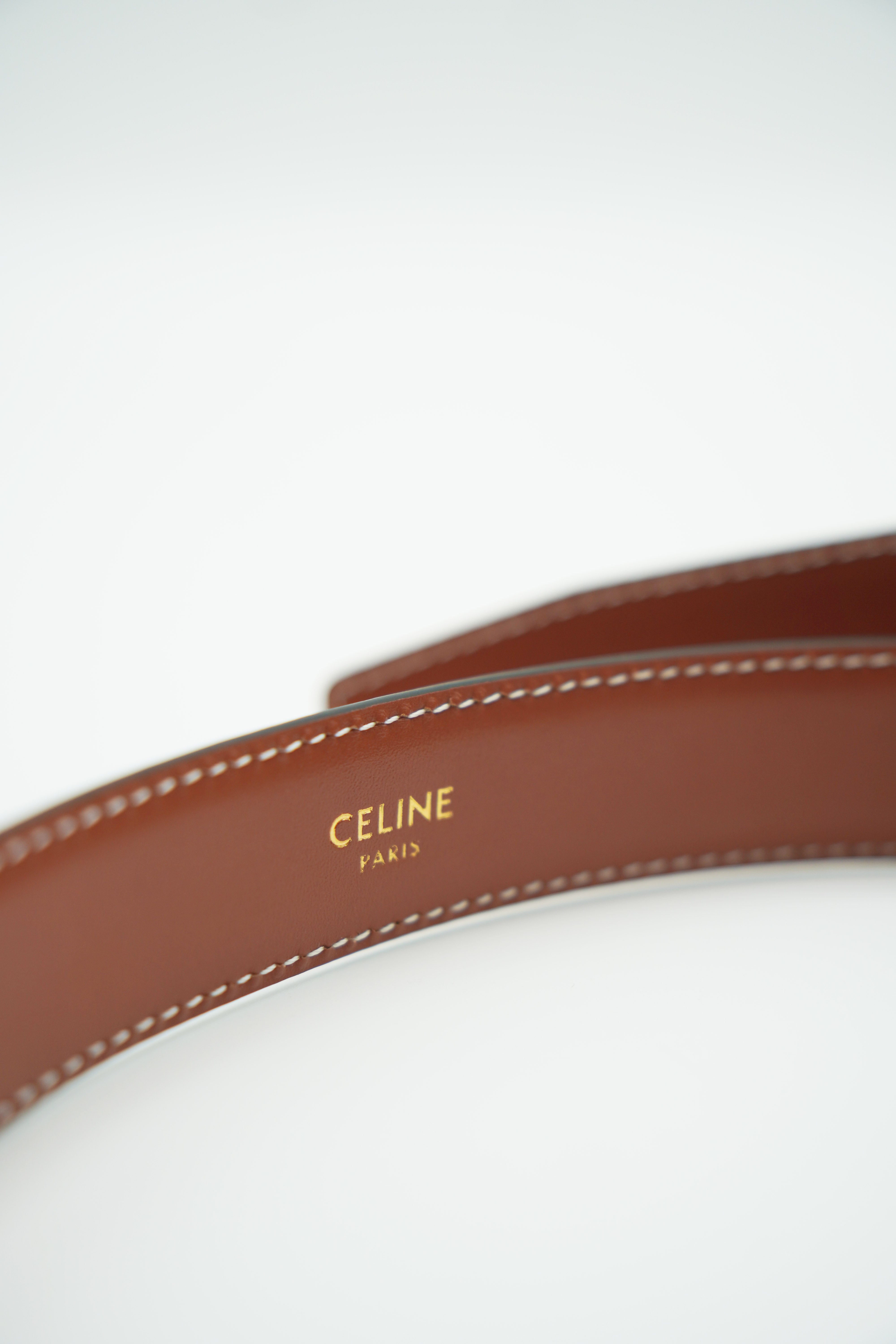 Celine Cintura Triomphe Pelle Marrone 80 cm usata autentica - Aurea Luxury Lab