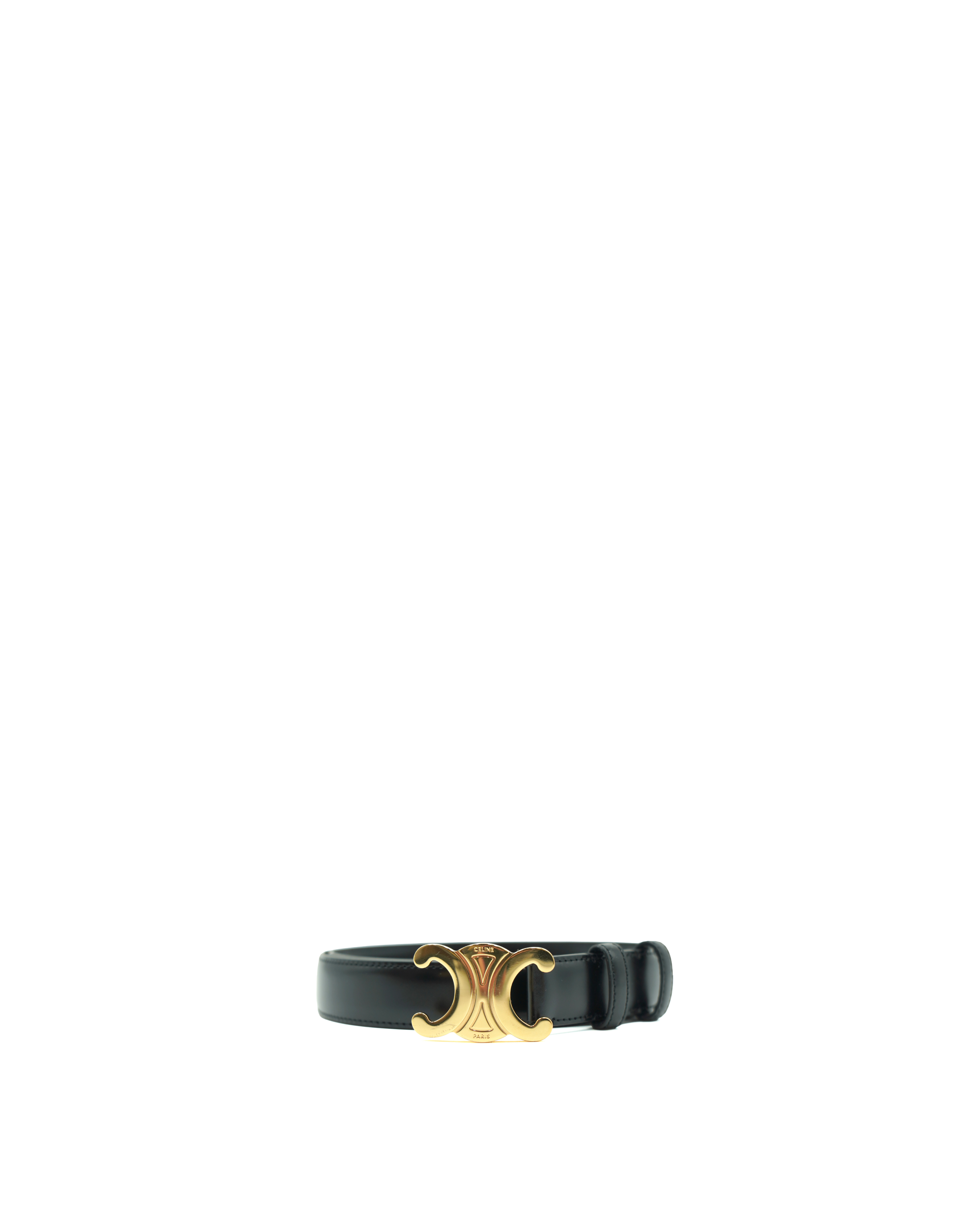 Celine Triomphe Black Leather Belt 80 cm - Used Authentic