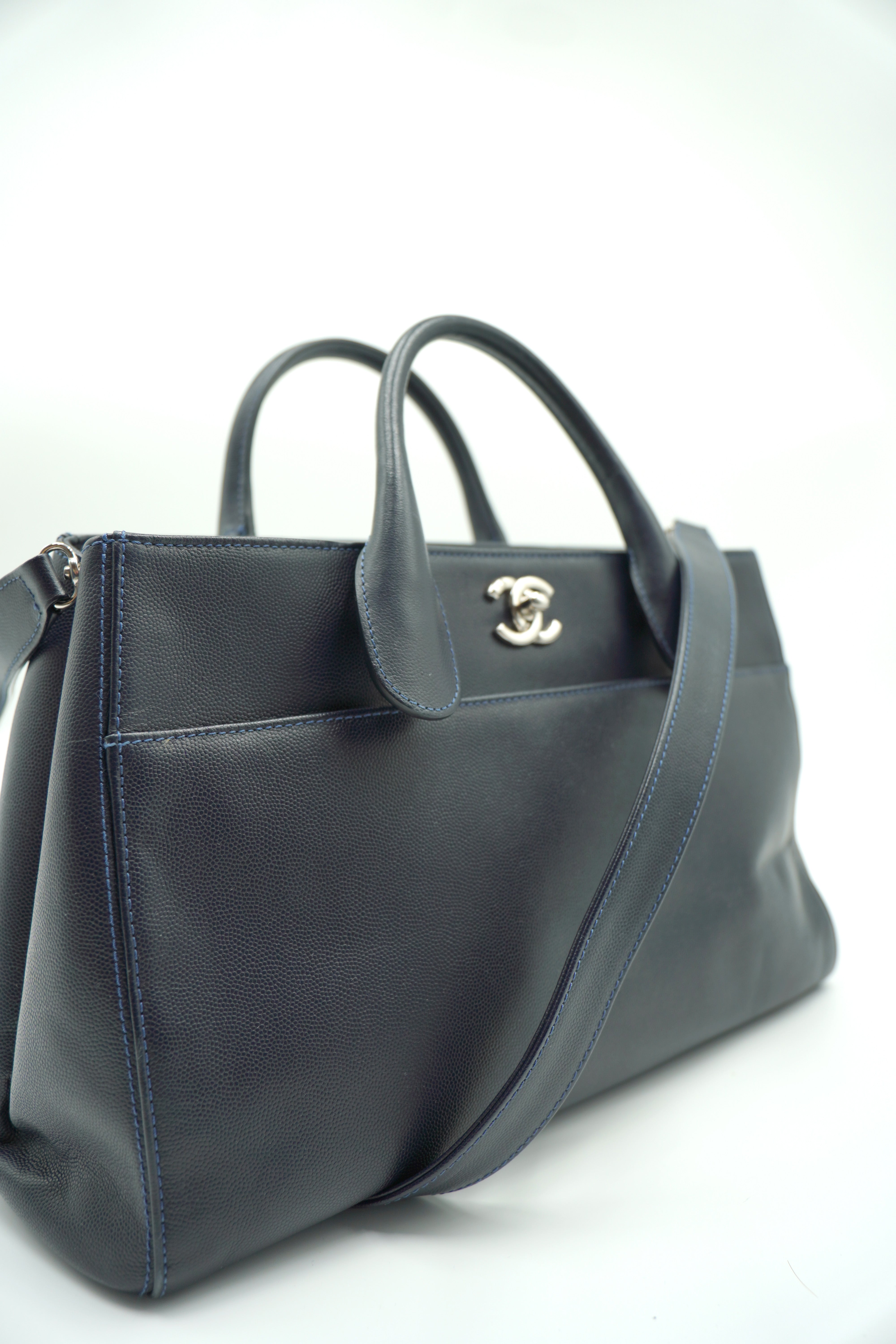 Chanel Neo Executive Navy Blue Leather Bag - Authentic Used