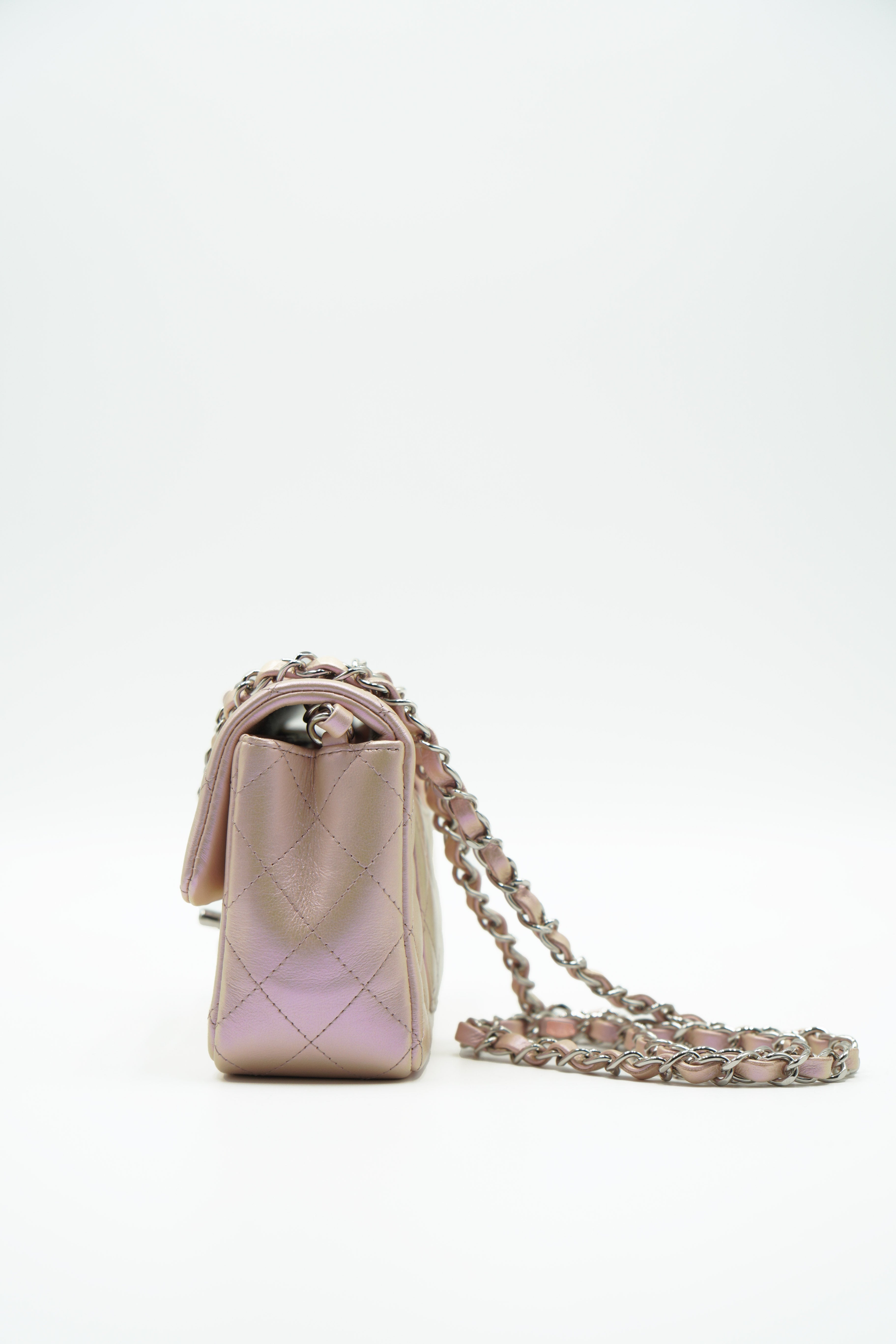Chanel Borsa Classic Mini Flap Iridescent Ivory usata autentica - Aurea Luxury Lab