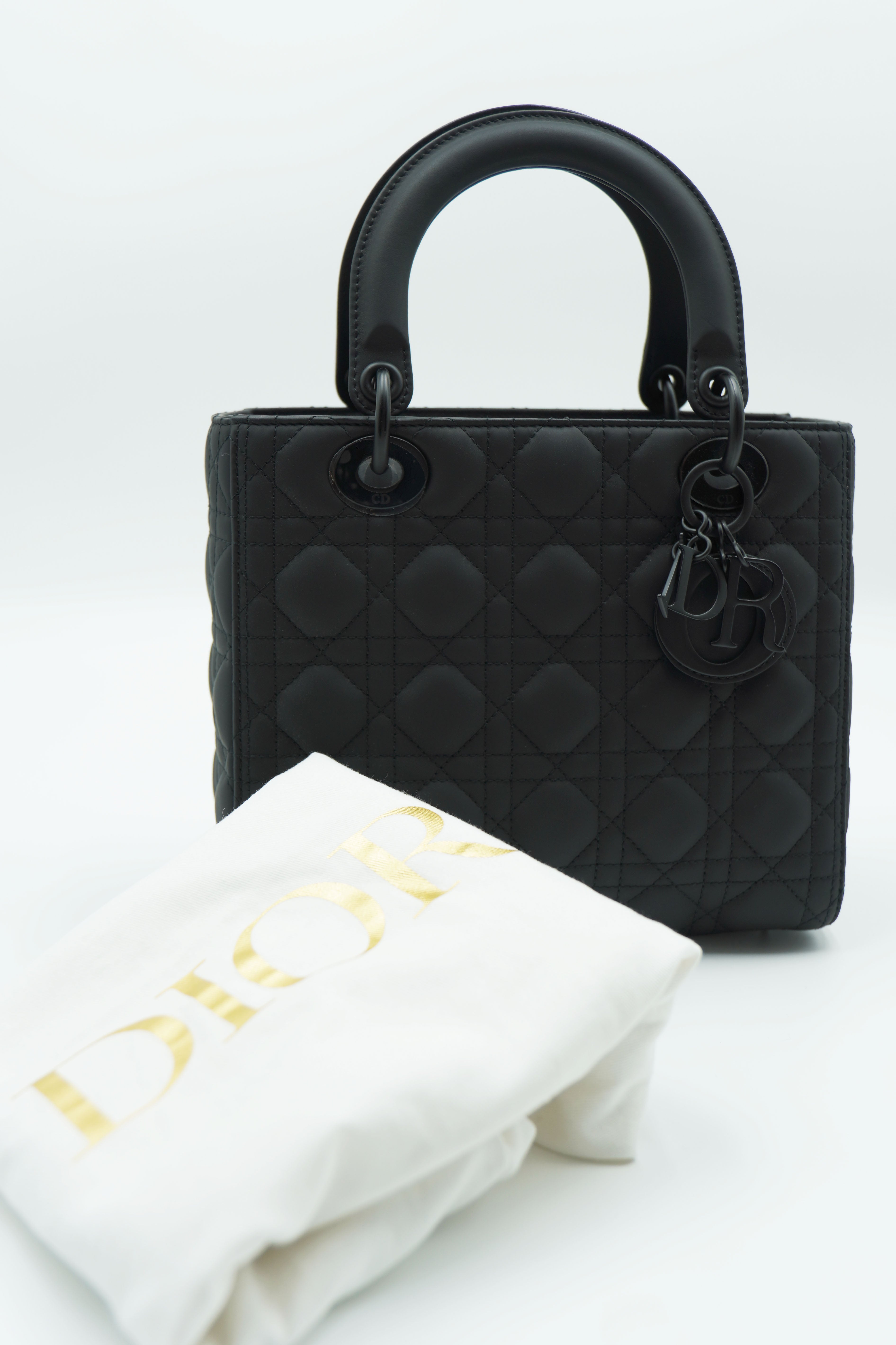 Dior Lady Dior Medium Ultra Matte Black Bag