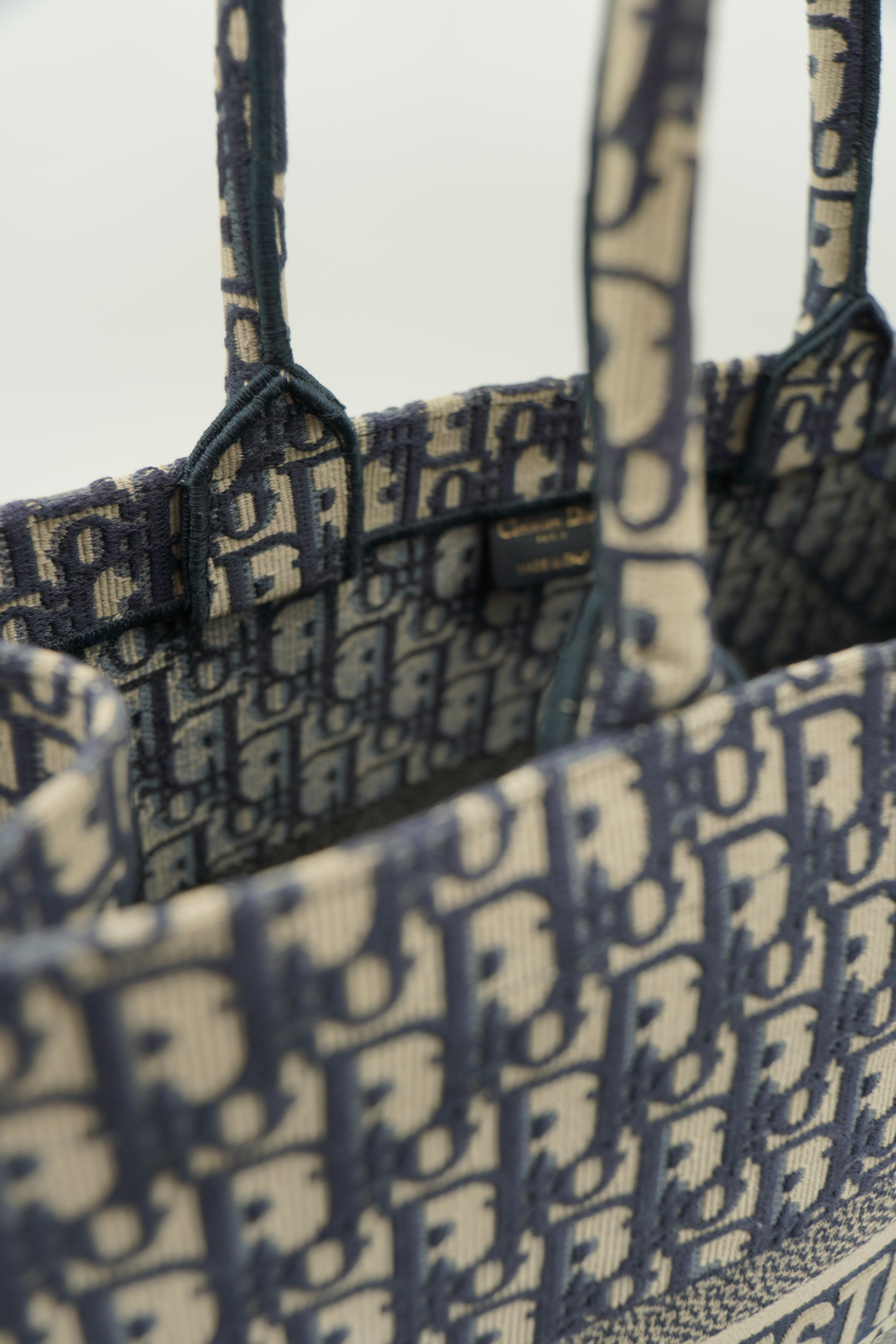 Christian Dior Borsa Book Tote Grande Oblique Ocra e Blu