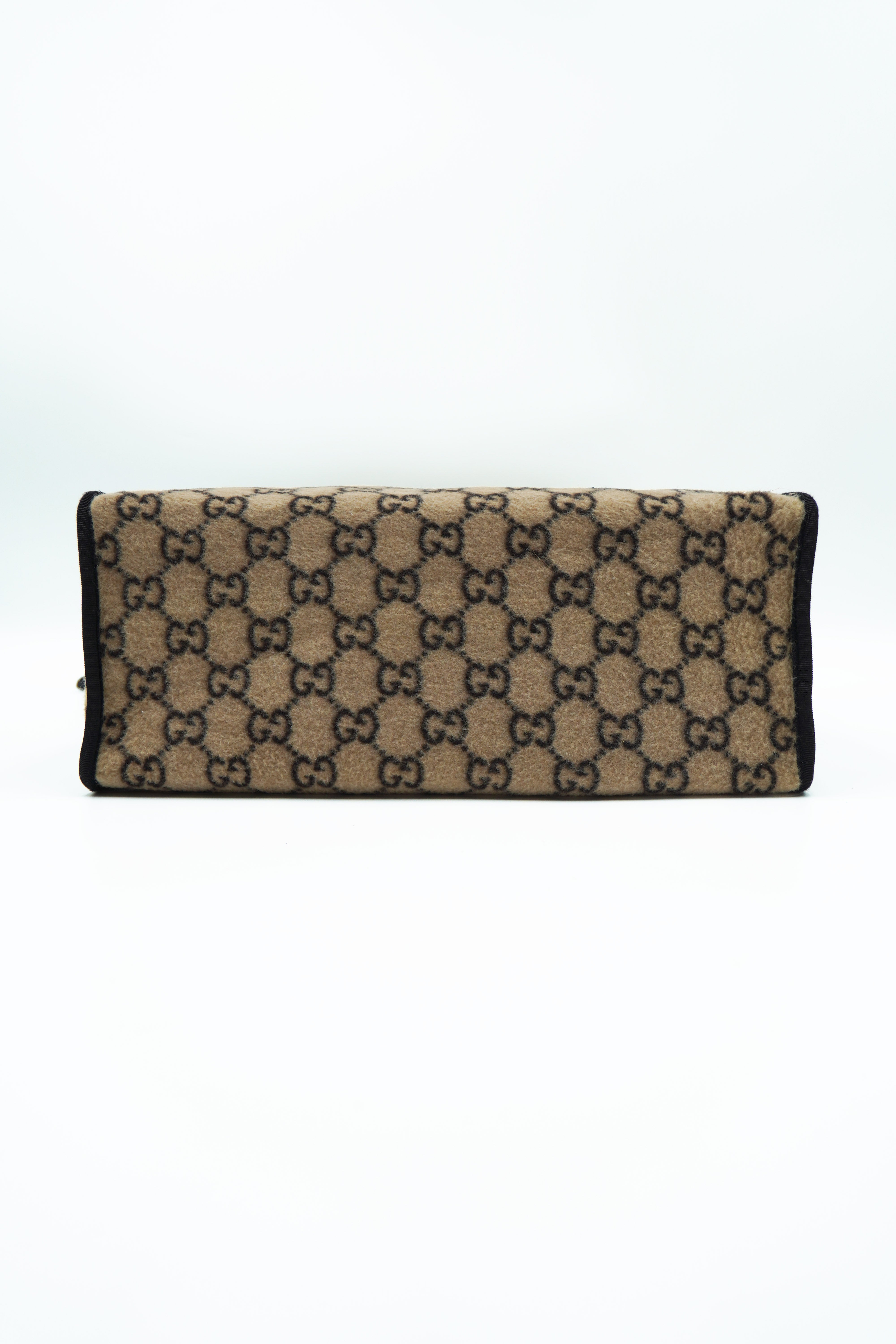 Gucci Borsa Shopping In Tessuto e Pelle Con Motivo GG Beige ed Ebano - Usato Autentico
