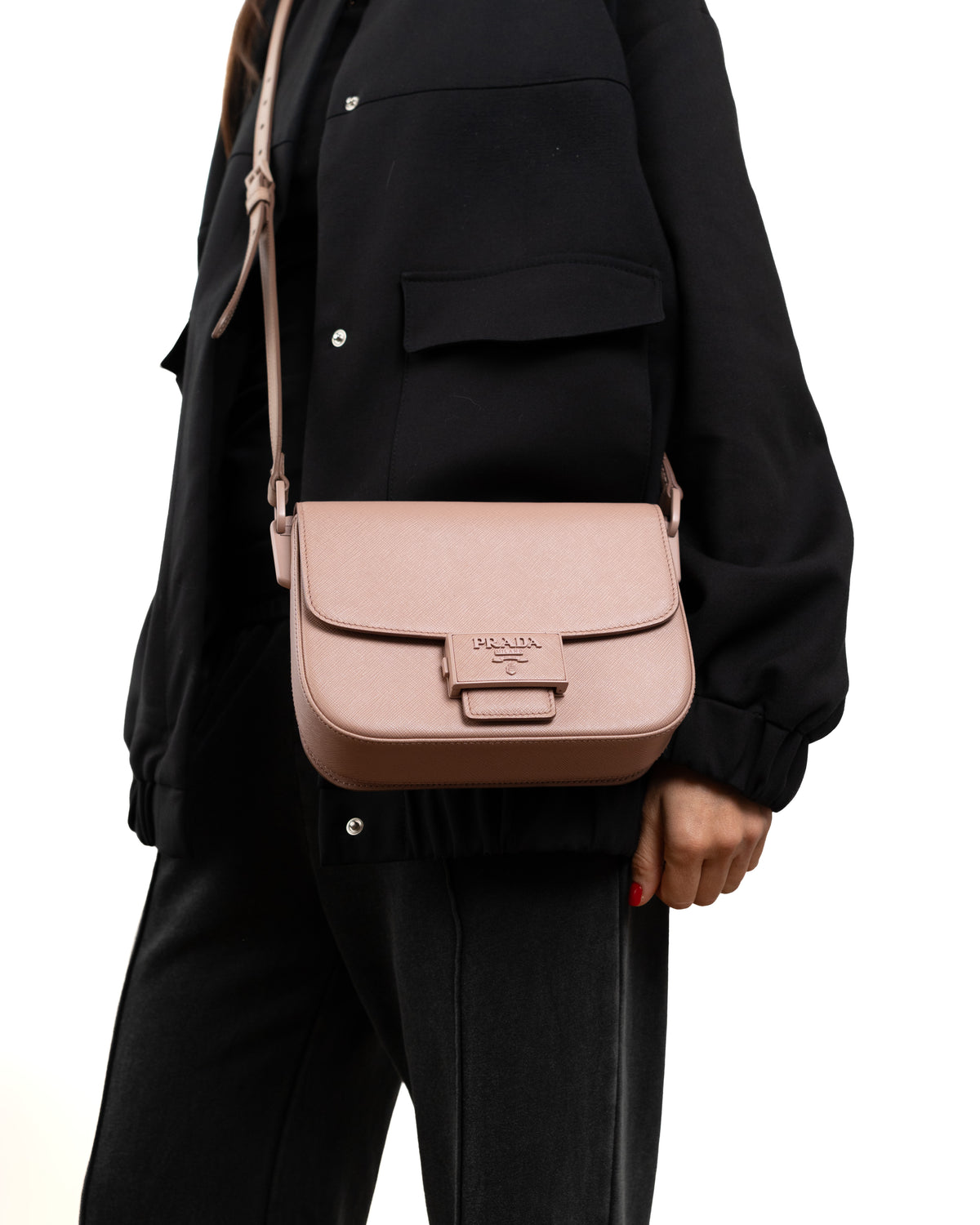 Prada Borsa Emblème Pelle Saffiano Nude — Pre-owned Autentica