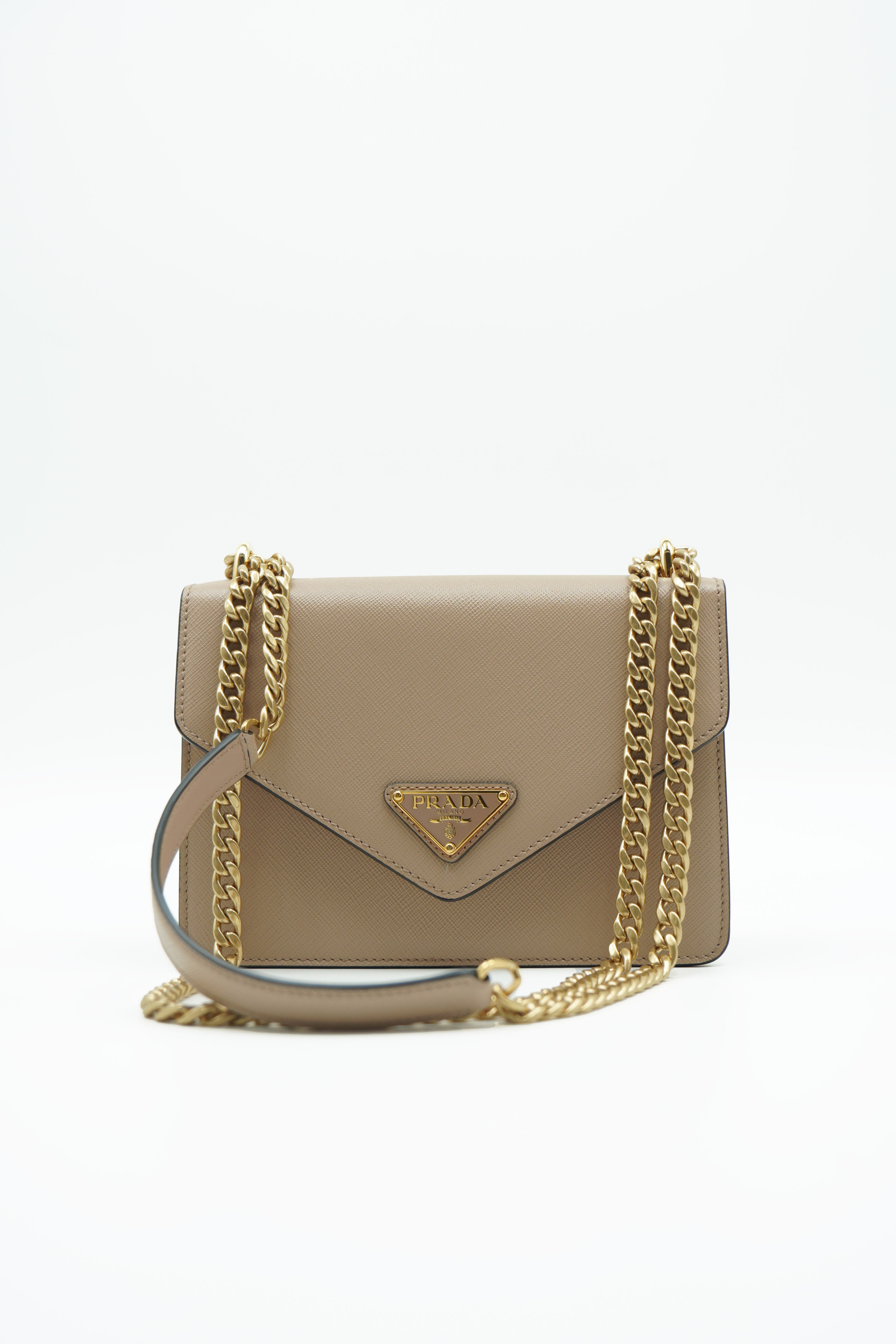 Prada Borsa Tracolla In Saffiano Beige