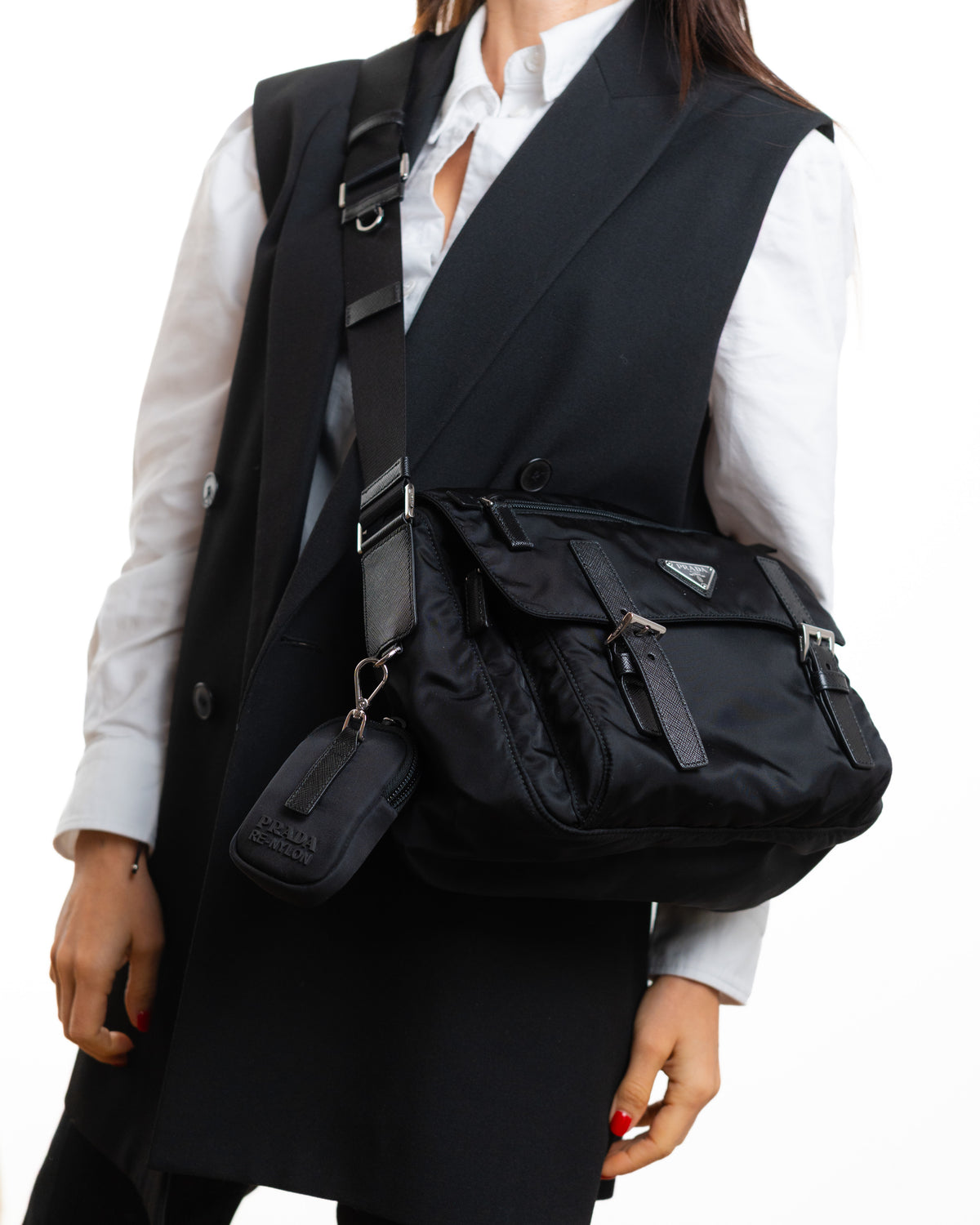 Prada Borsa Tracolla Re-Nylon Nera — Pre-owned Autentica
