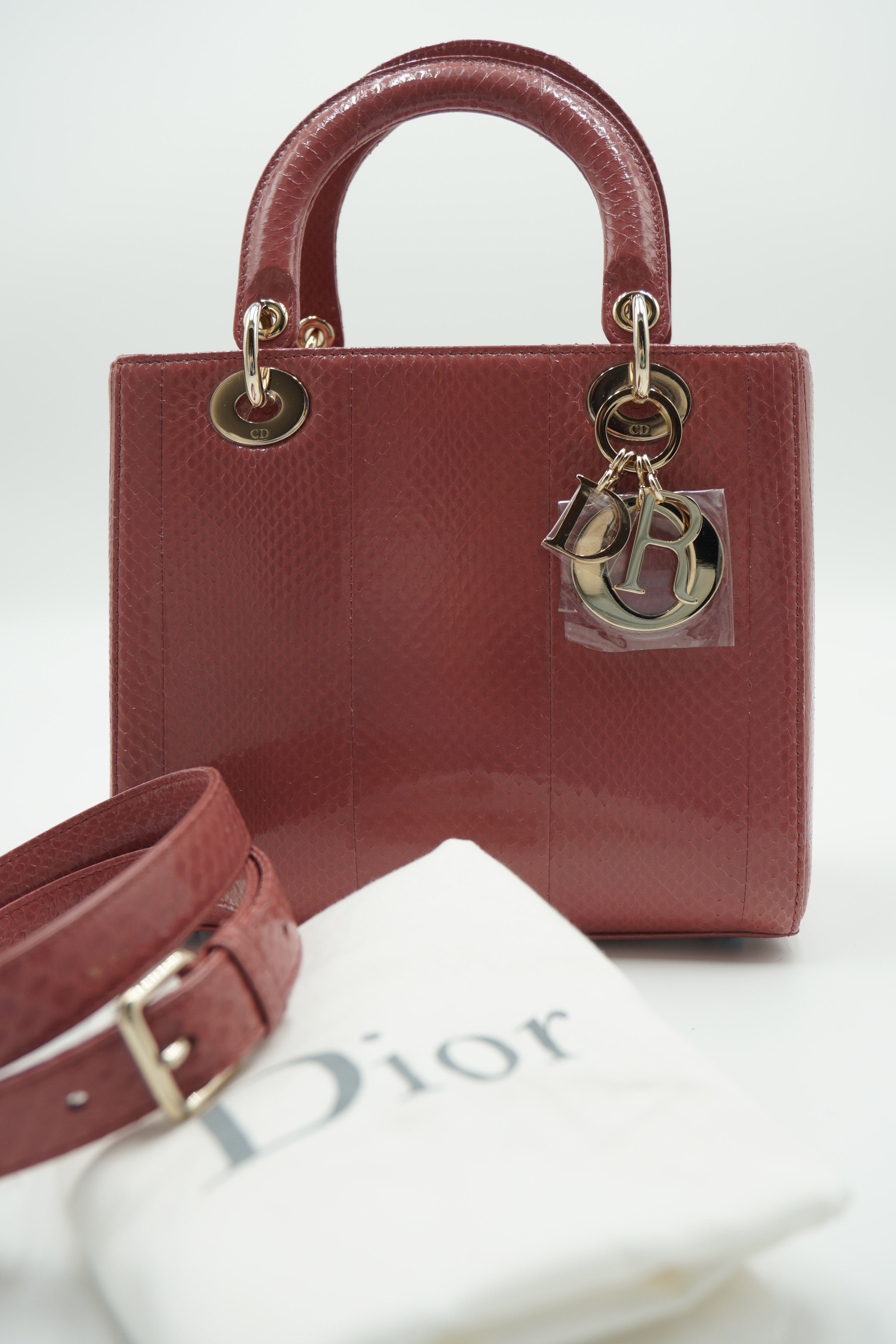 Dior Borsa Lady Dior Piccola Pitone Rosa