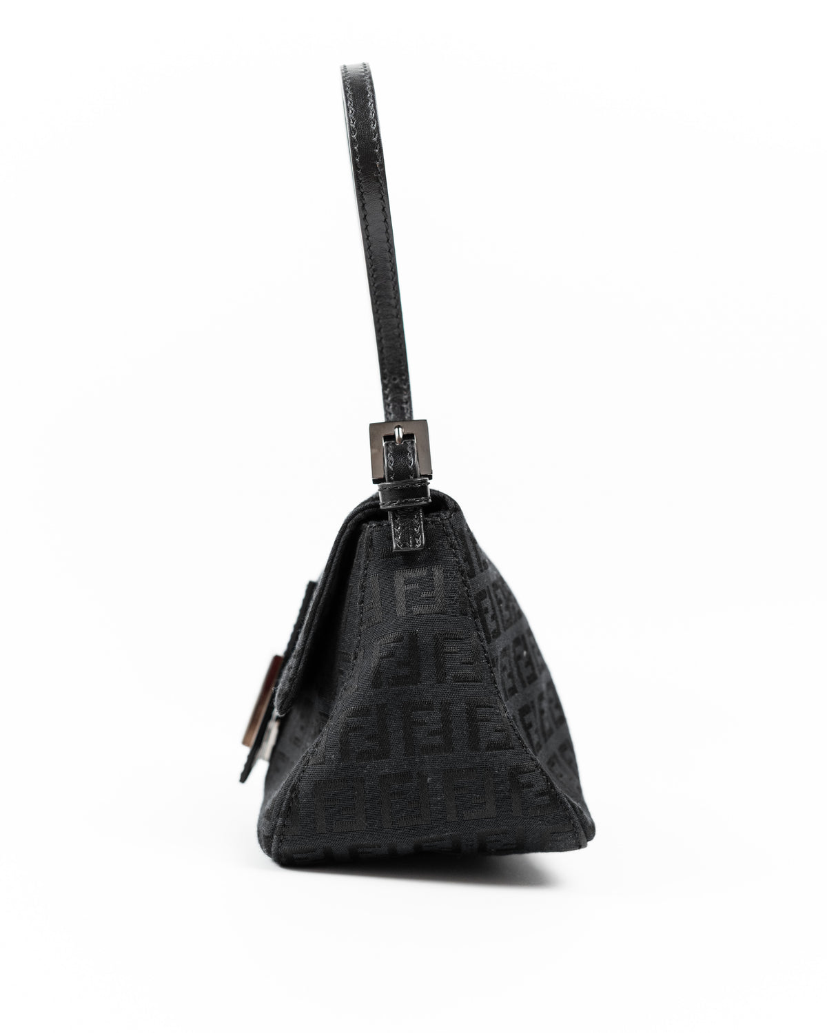 Fendi Borsa Mini Mamma Baguette Tela Zucchino Nera preloved luxury certificata - Aurea Luxury Lab