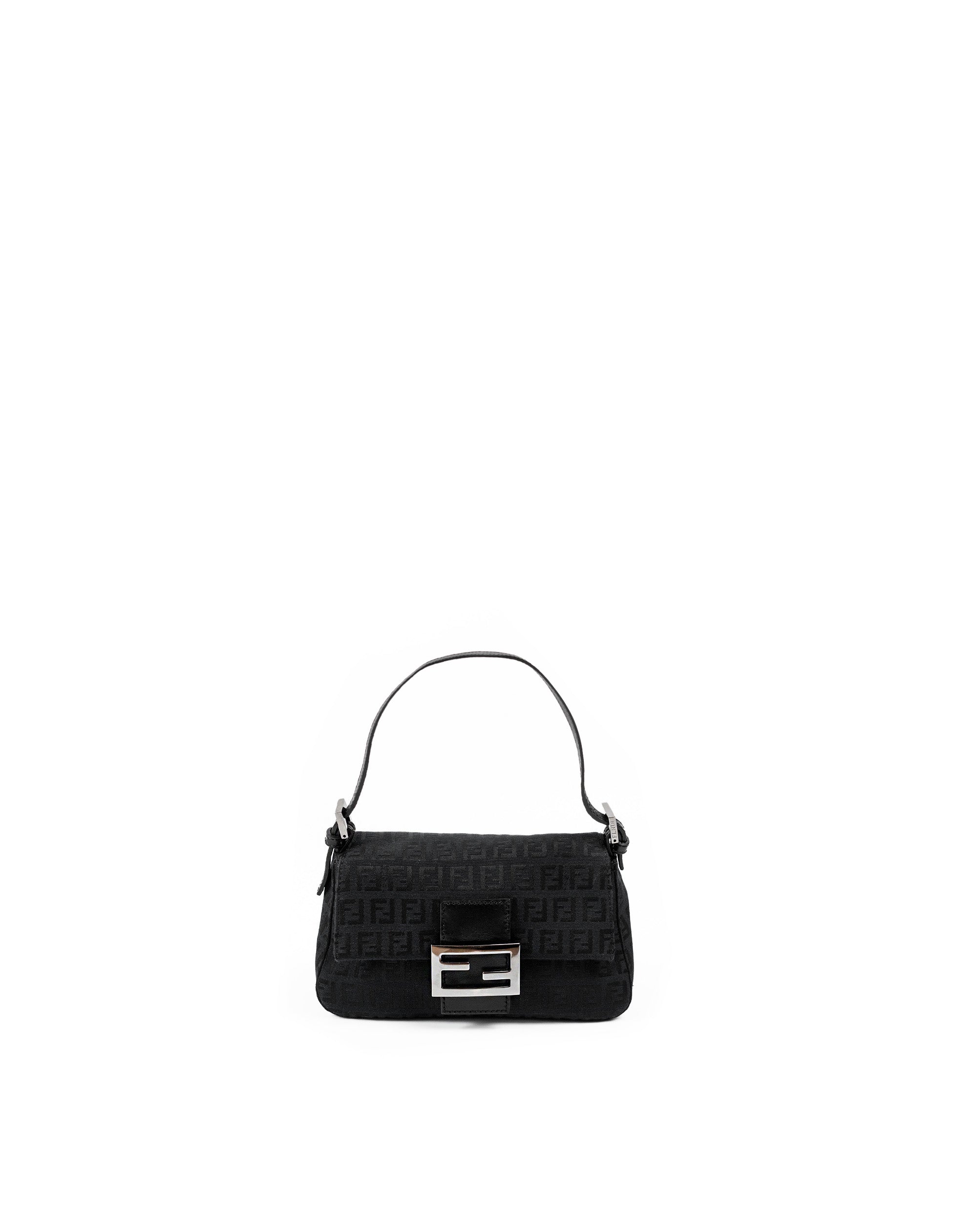Fendi Mini Mamma Baguette Zucchino Canvas Black | Pre-owned