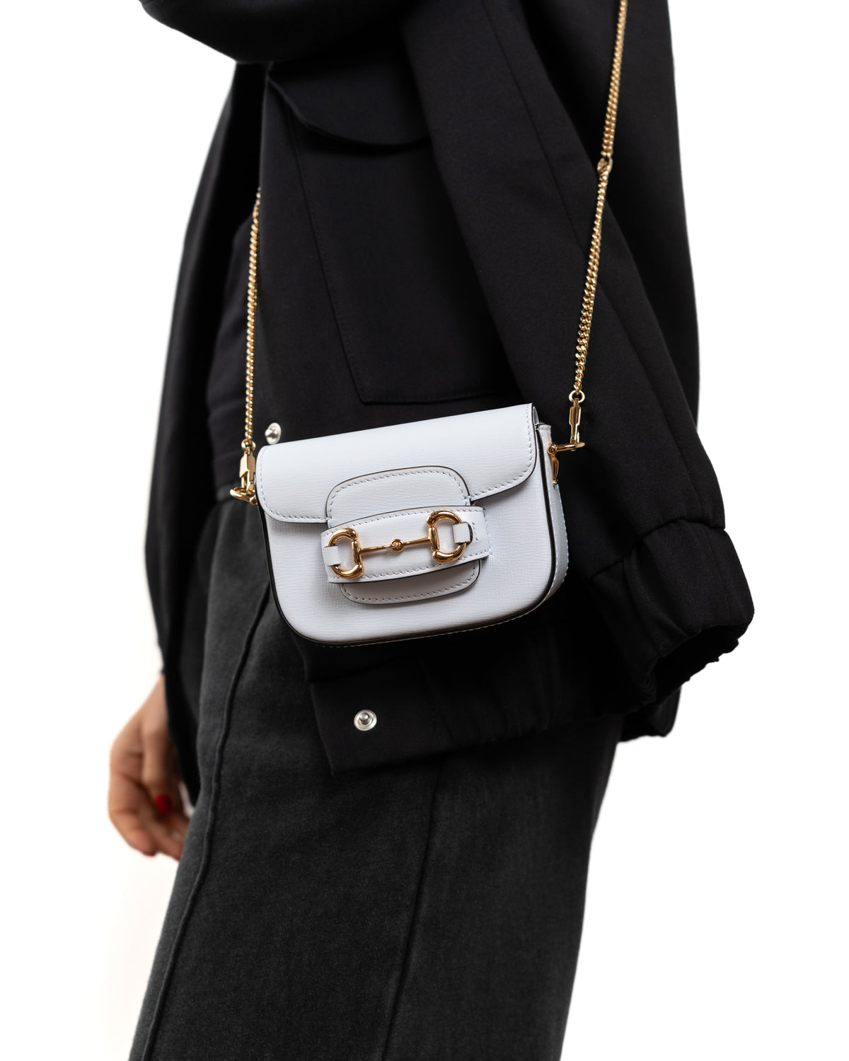 Gucci Micro Borsa Horsebit 1955 Pelle Bianca second hand luxury - Aurea Luxury Lab
