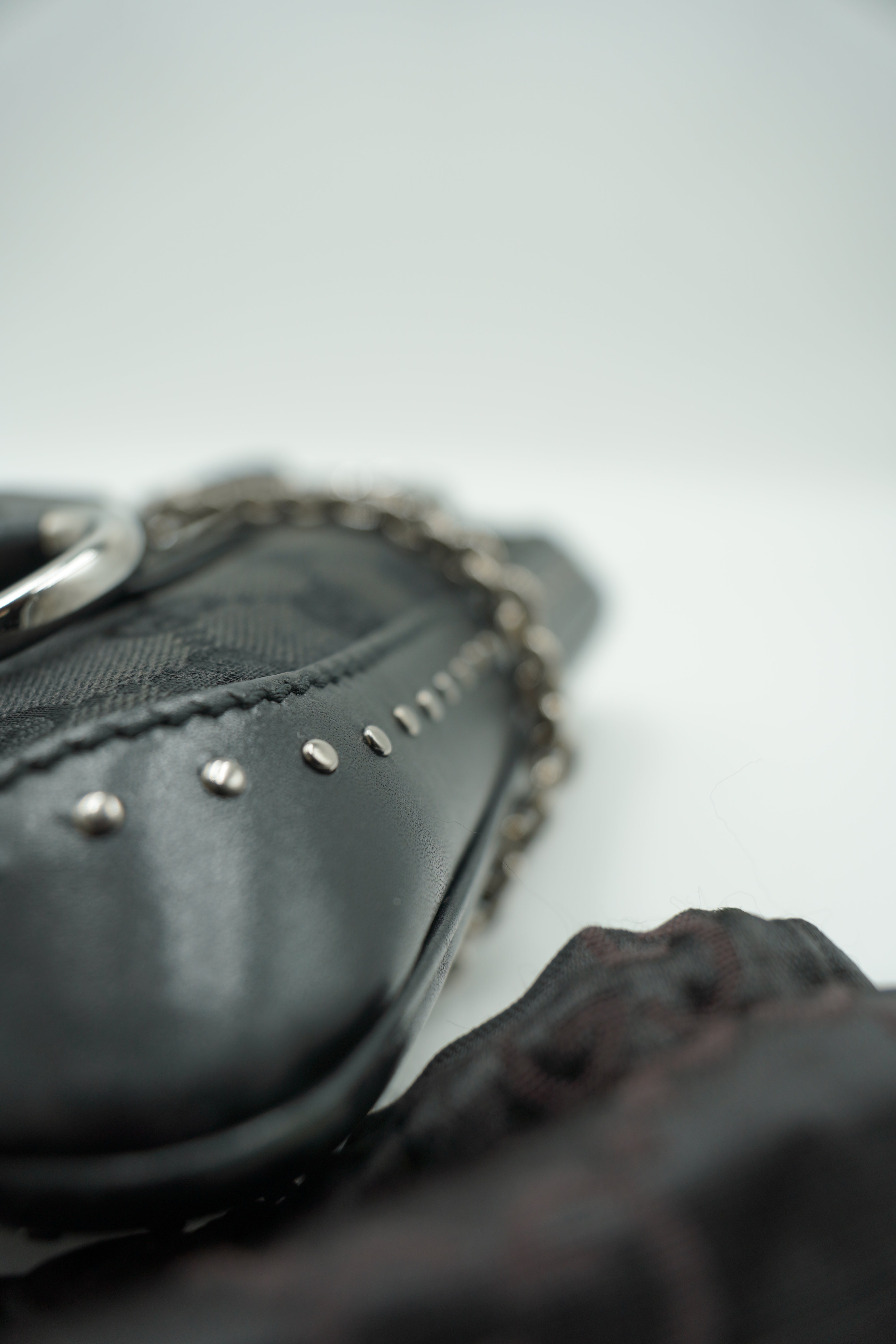 Gucci Borsa Monogram Studded Horsebit Clutch Nero