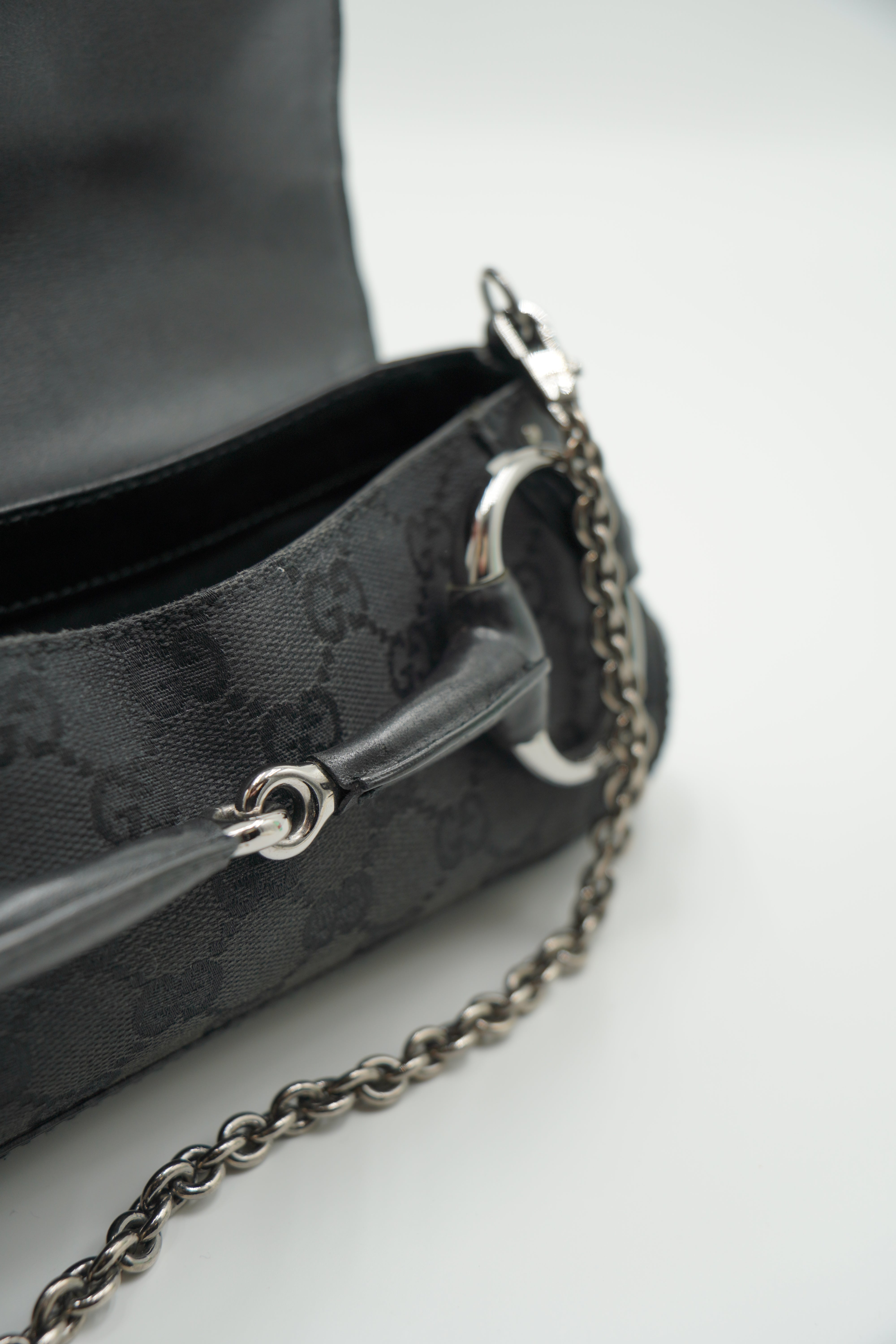 Gucci Borsa Monogram Studded Horsebit Clutch Nero