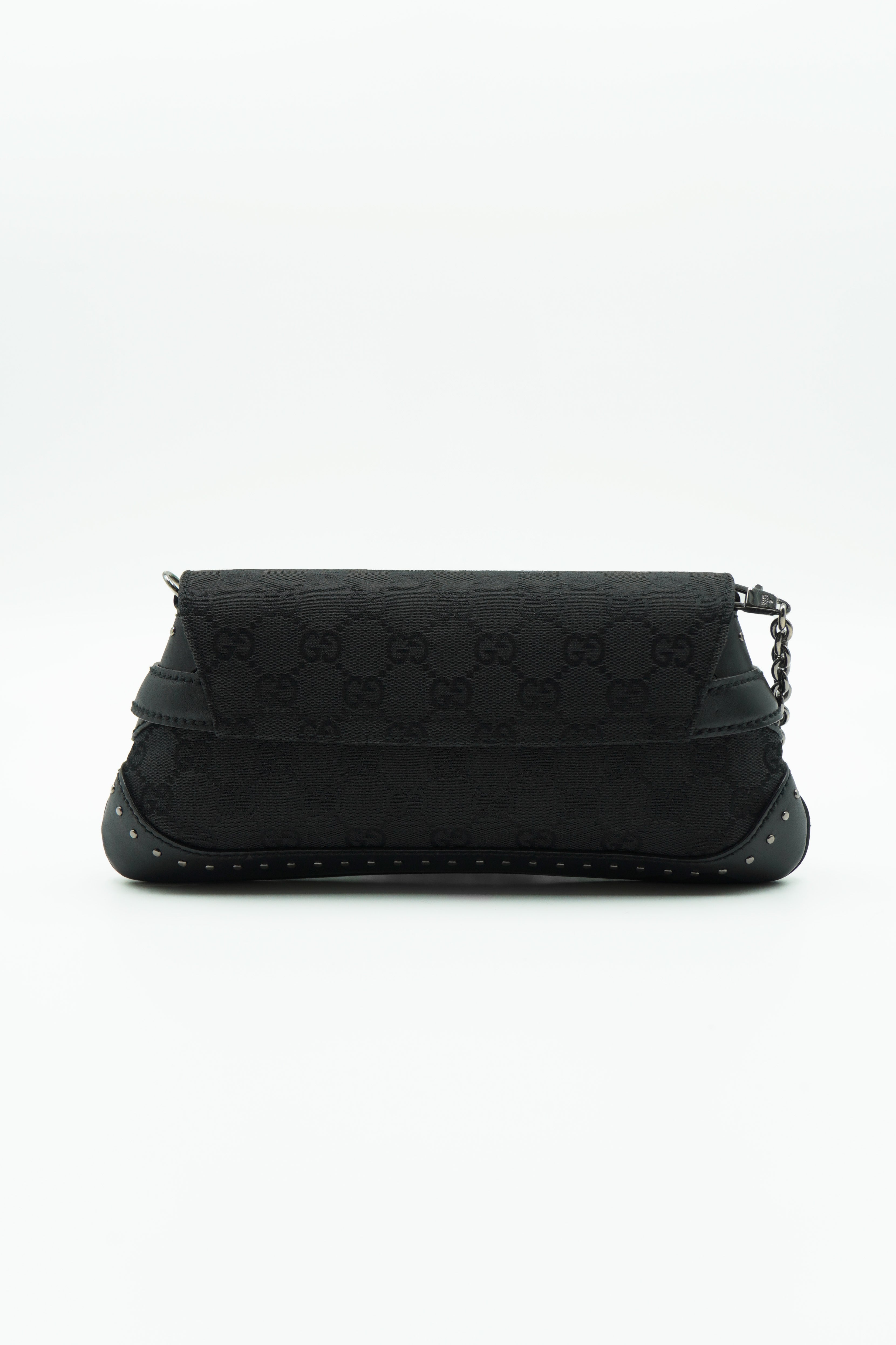 Gucci Borsa Monogram Studded Horsebit Clutch Nero