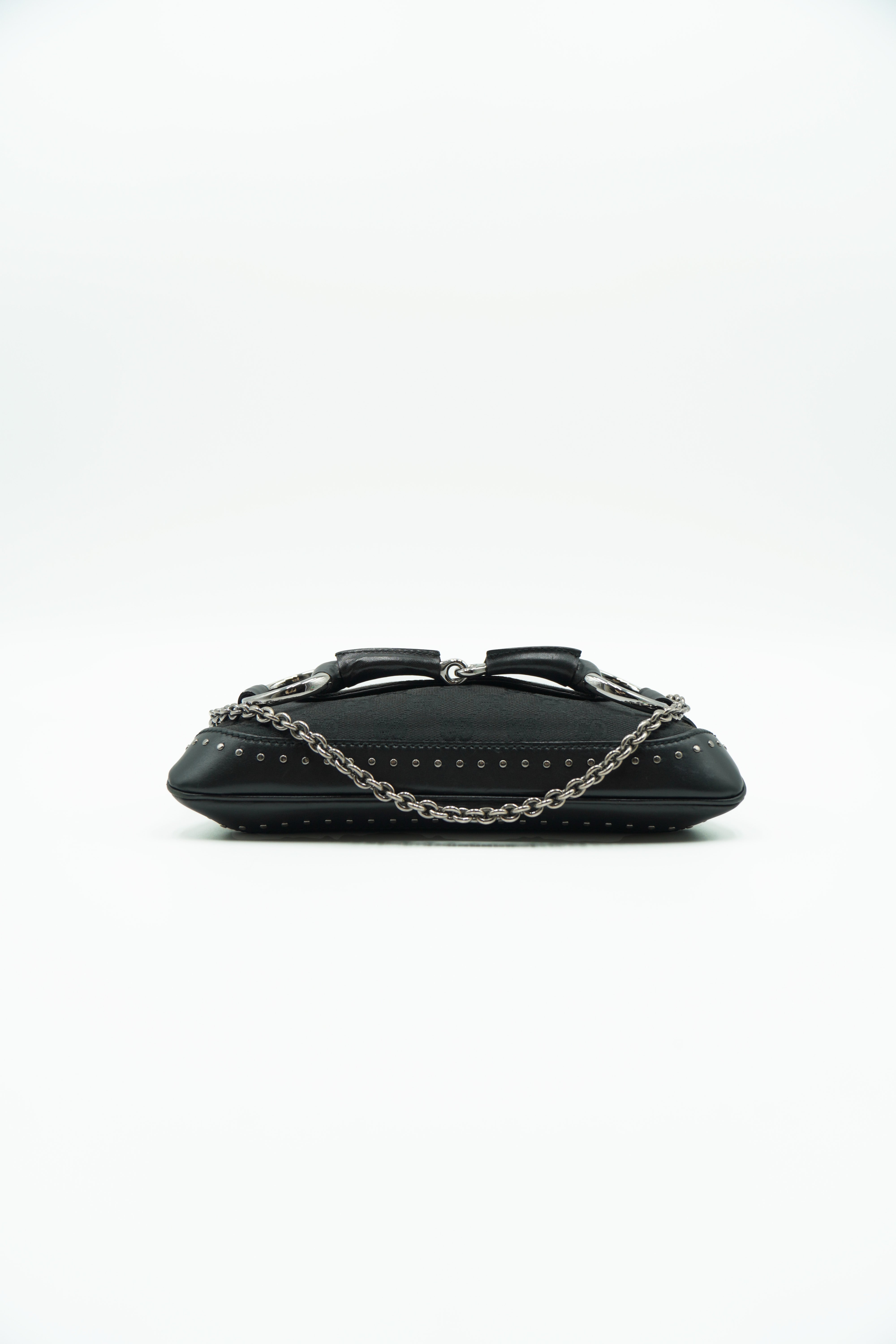 Gucci Borsa Monogram Studded Horsebit Clutch Nero