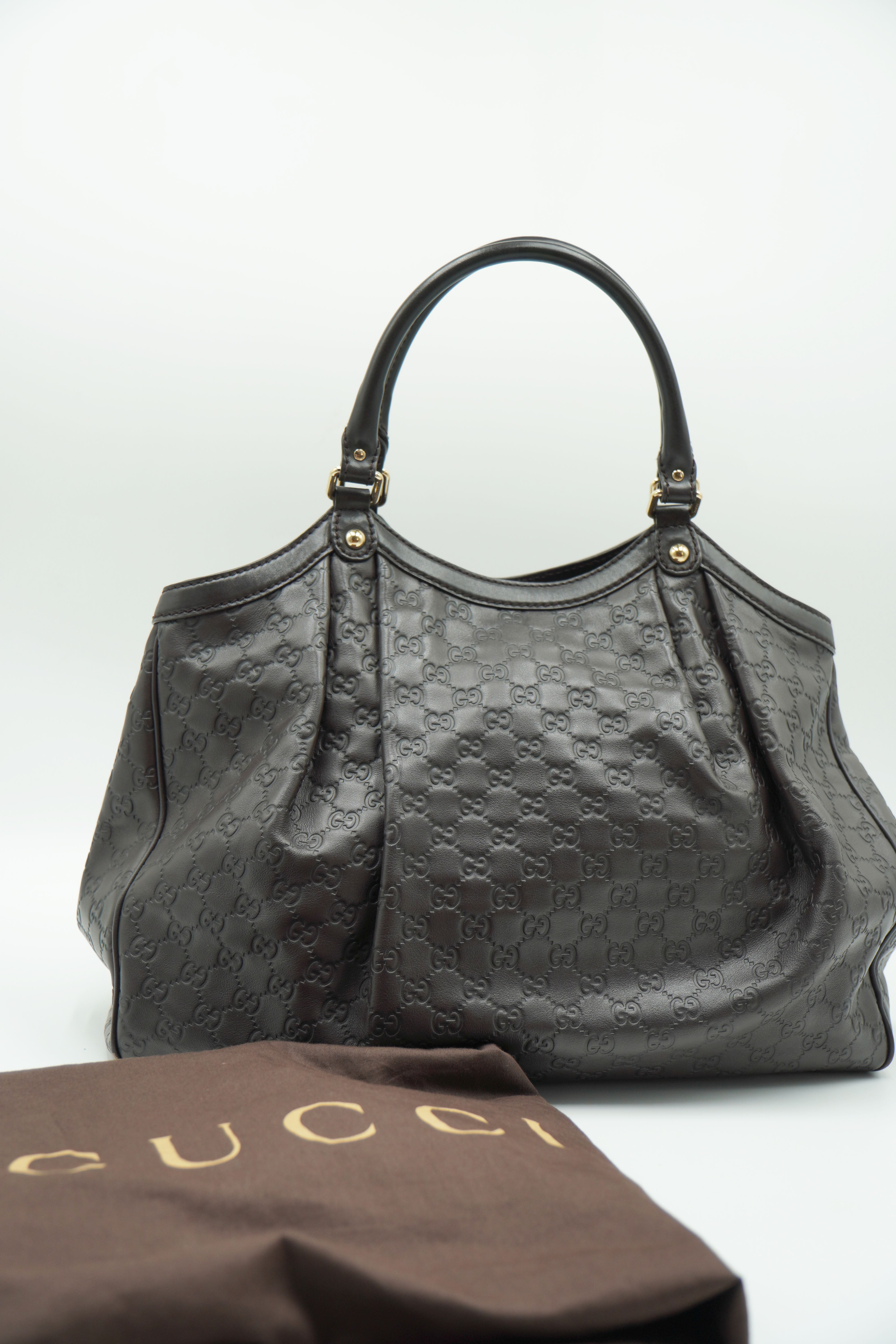 Gucci Borsa Sukey Grande Pelle Guccissima Marrone - Usata autentica