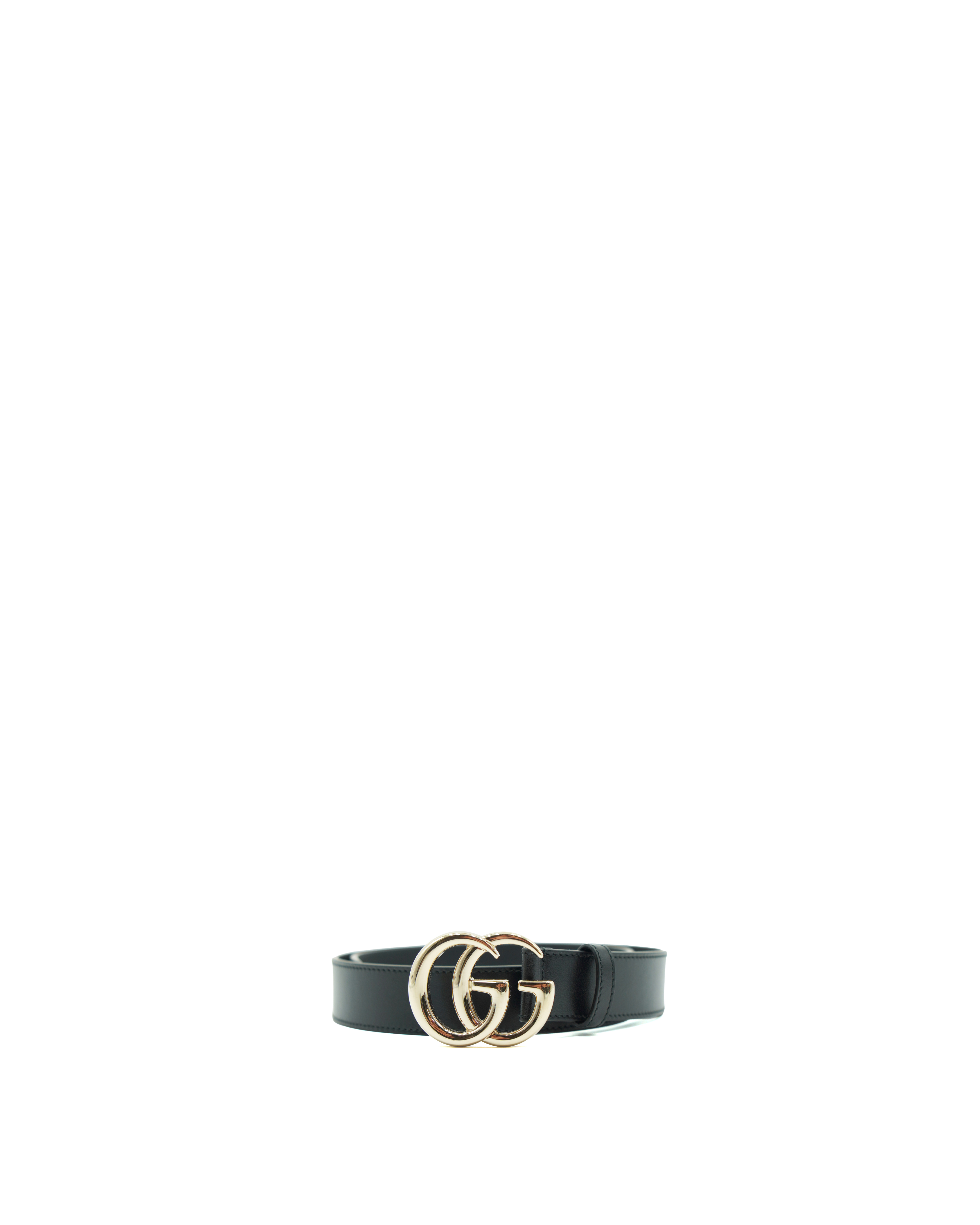 Gucci Cintura GG Marmont Pelle Nera e Oro Chiaro - Usato Autentico