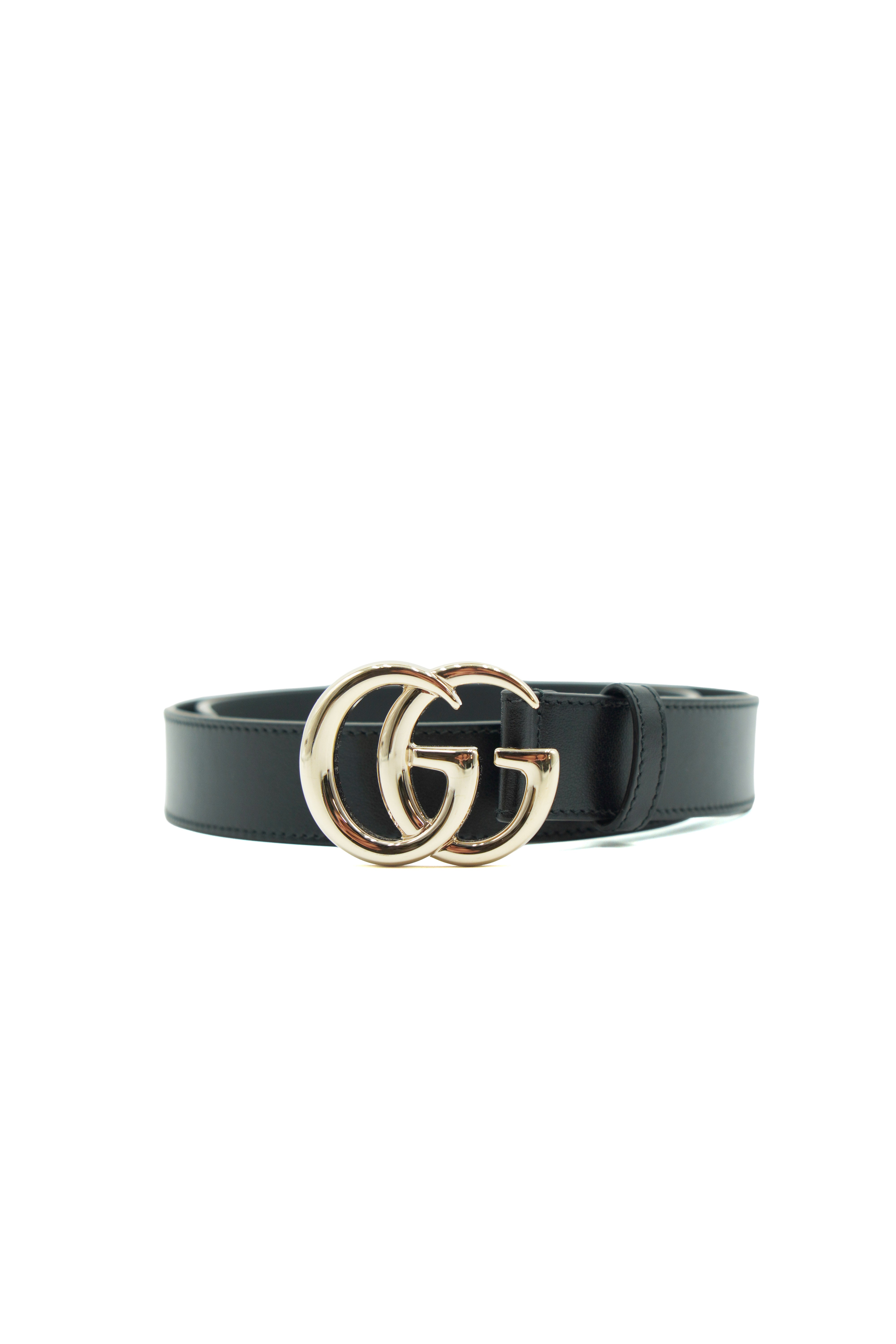 Gucci Cintura GG Marmont Pelle Nera e Oro Chiaro - Usato Autentico