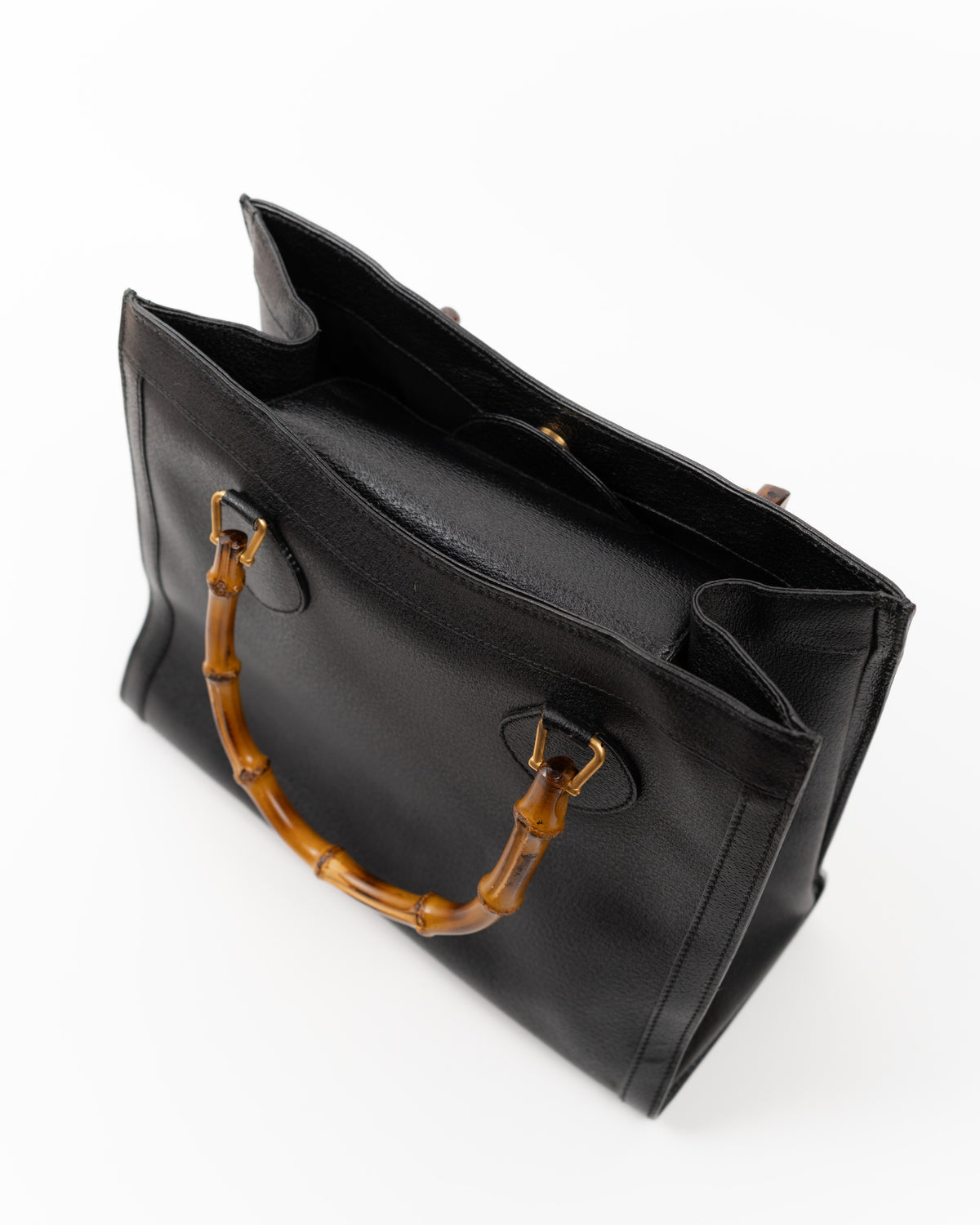 Gucci Borsa Diana Bamboo Media Pelle Martellata Nera preloved certificata autentica - Aurea Luxury Lab