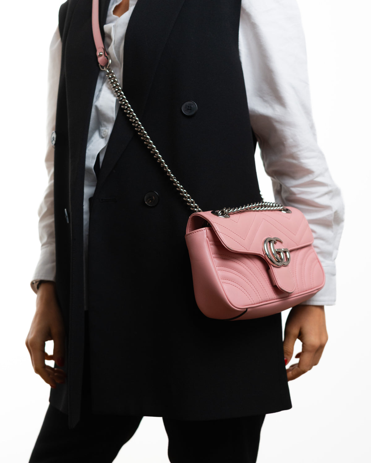 Gucci Borsa GG Marmont Small Pelle Matelassé Rosa pre-owned certificata - Aurea Luxury Lab
