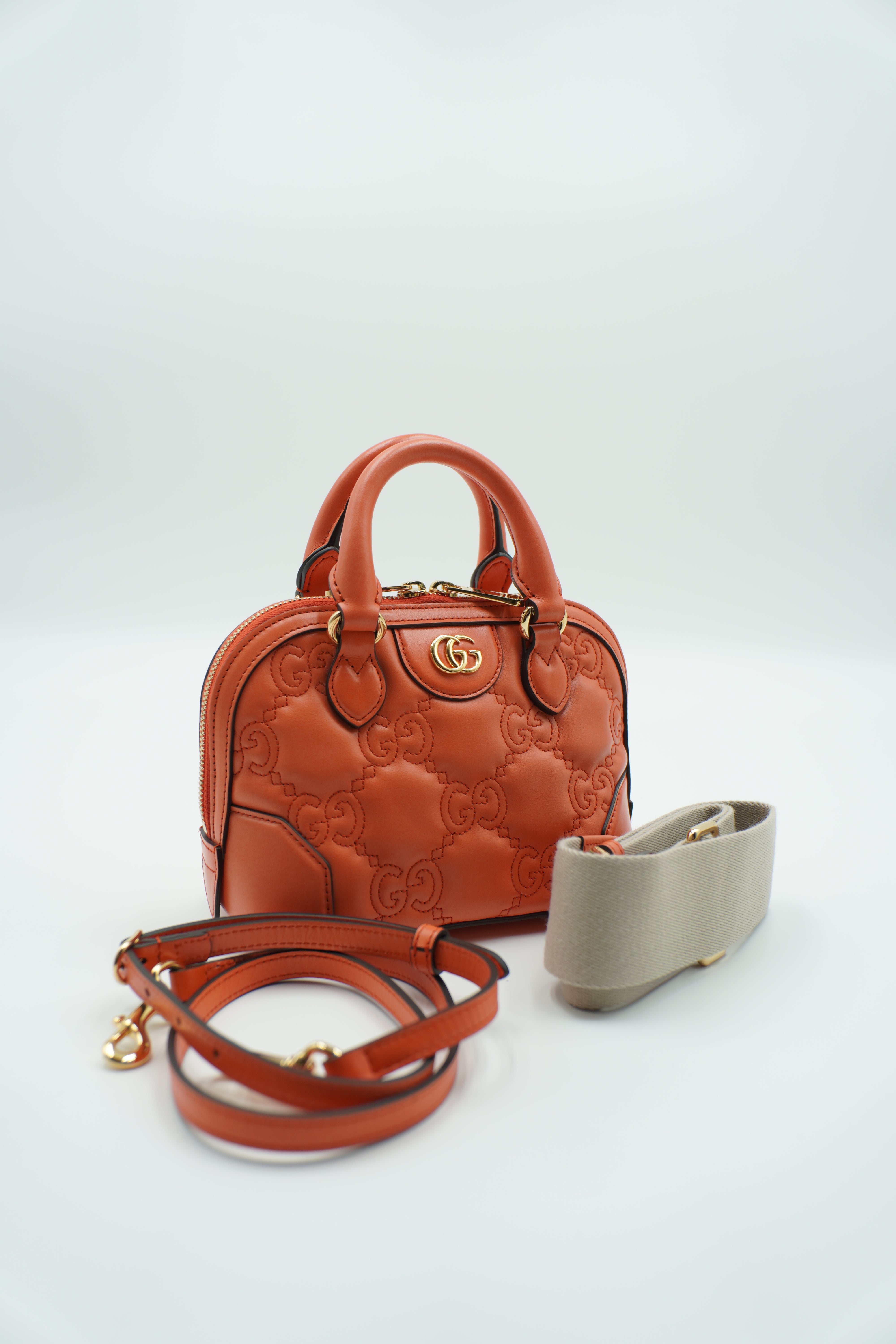 Gucci Borsa GG Matelassè Piccola In Pelle Arancione