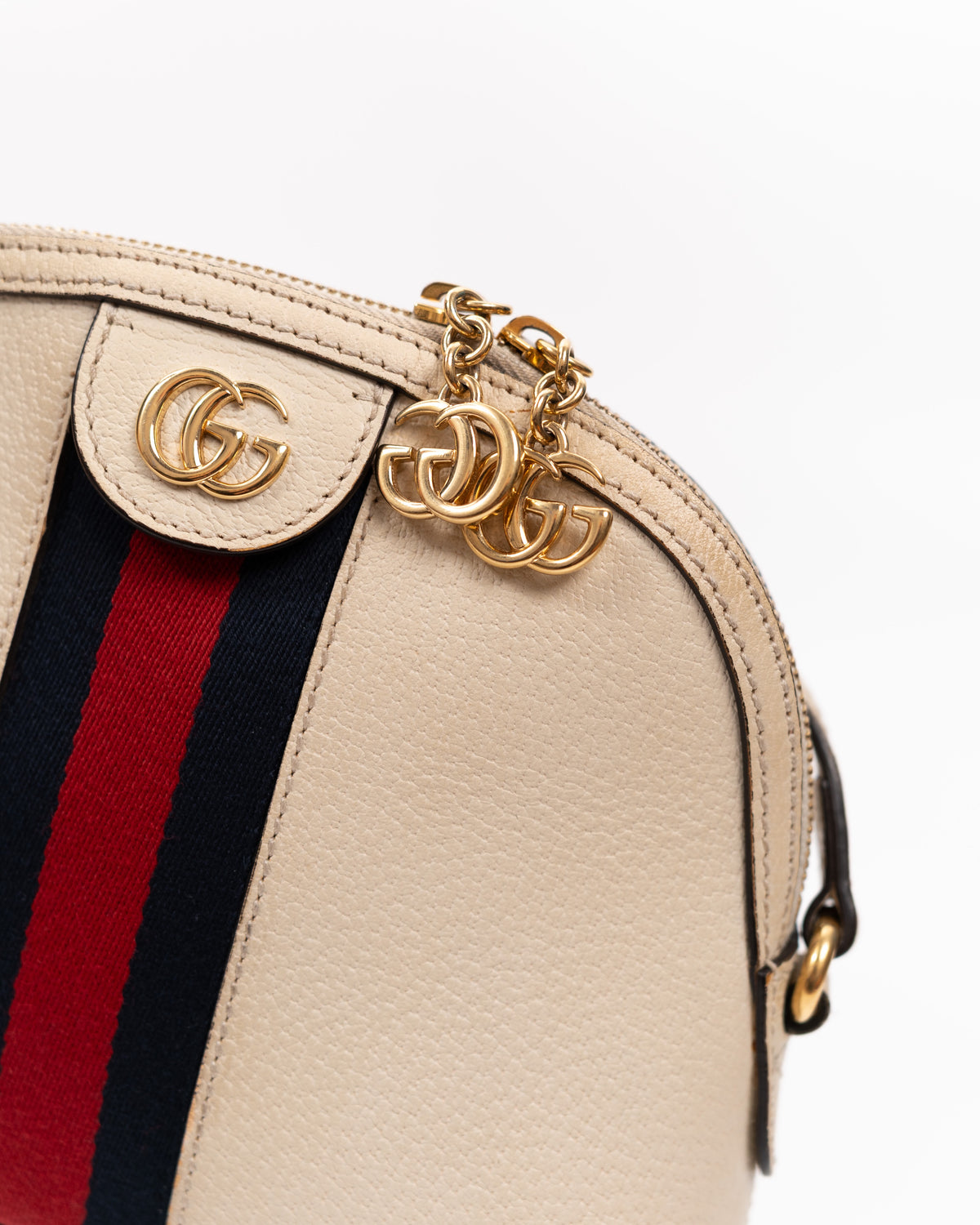 Gucci Sac Ophidia Small Cuir Blanc Toile bleue et rouge — Pre-owned Authentique