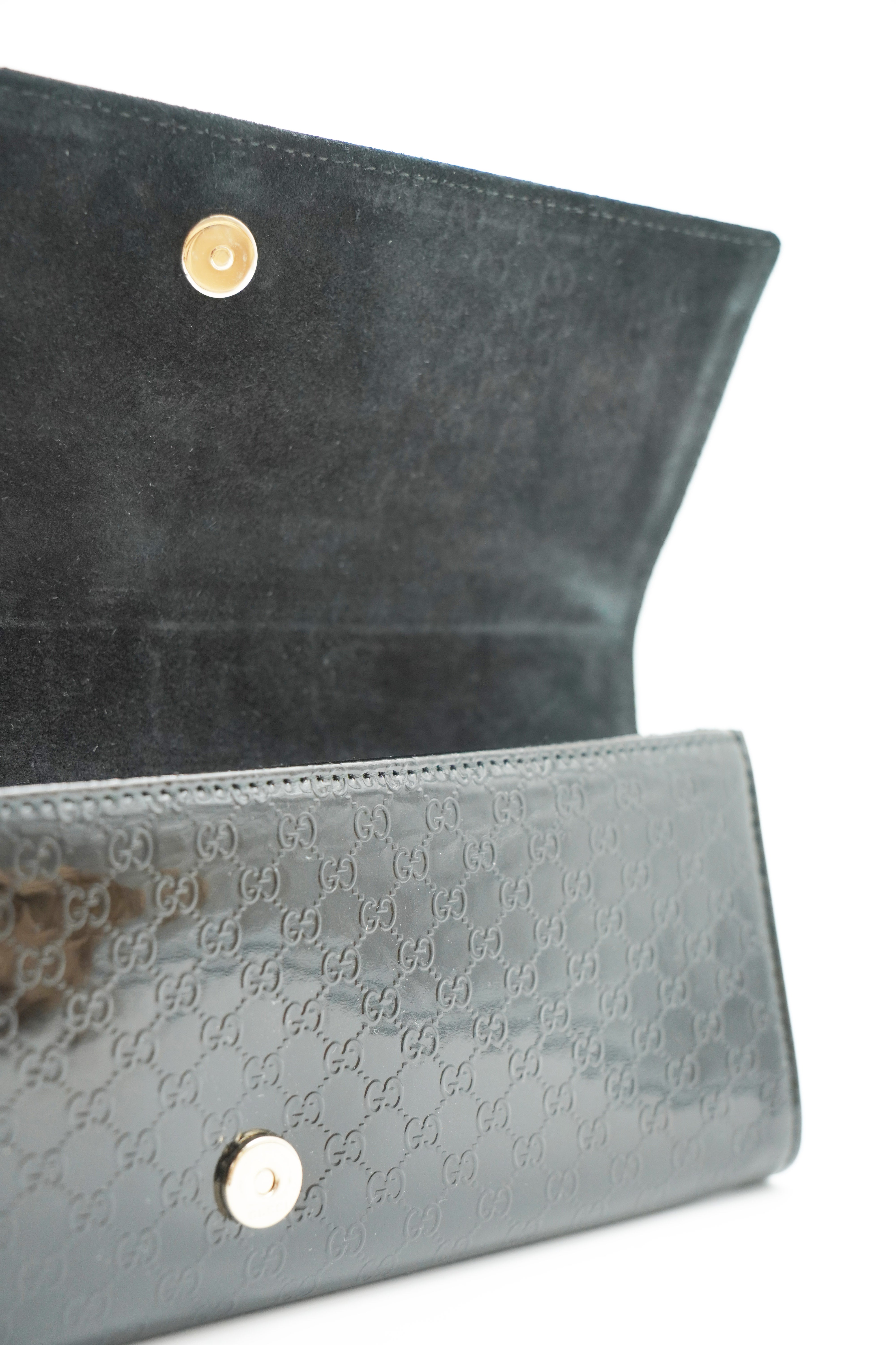 Gucci Borsa Broadway Clutch In Vernice Microguccissima Nera preloved luxury certificata - Aurea Luxury Lab