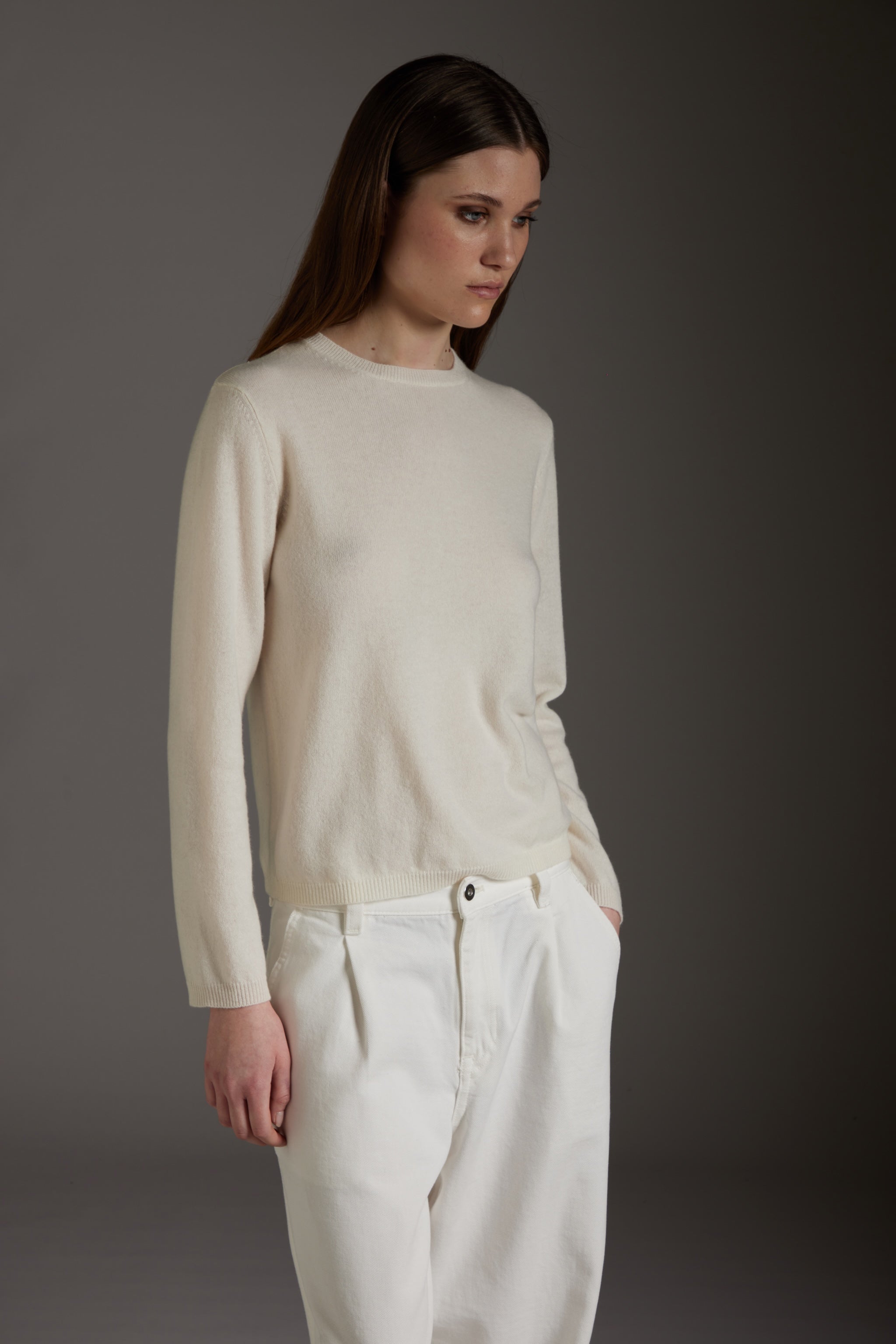 Kangra Women's Crew Neck Sweater Regular 100% Cashmere