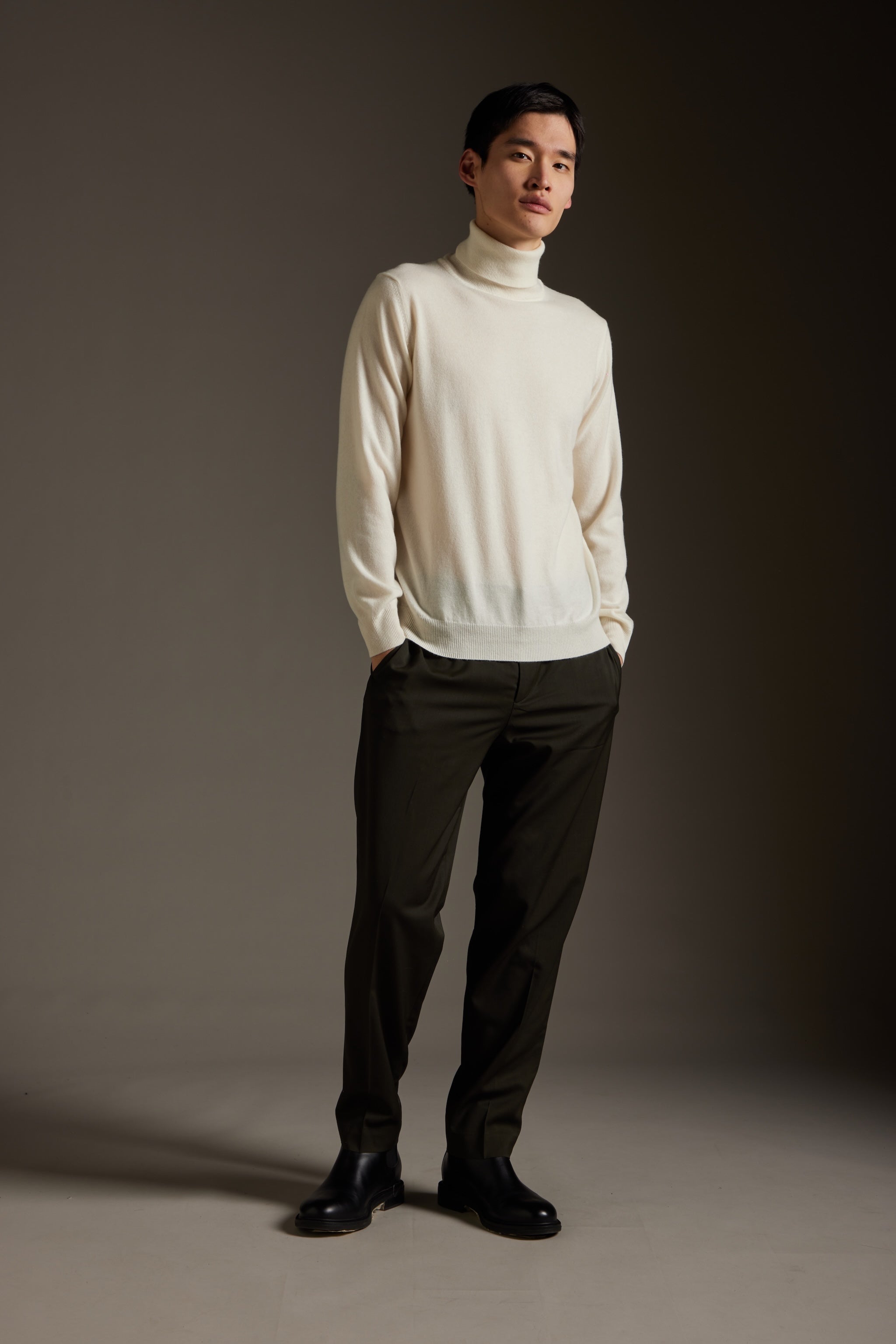 Kangra Men's Basic Shaved Turtleneck 100% Cashmere