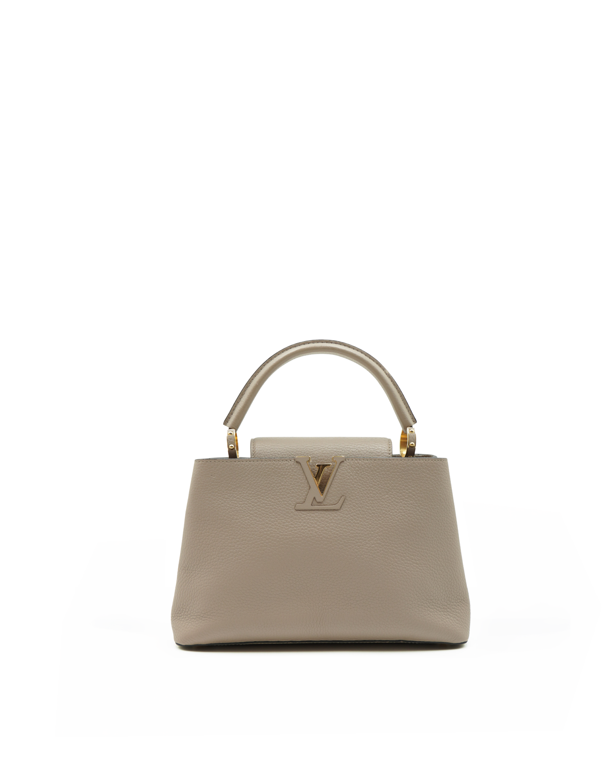 LOUIS VUITTON ビジネスバッグ グレー/ベージュ Louis Vuitton Capucines BB Bag Galet Beige Leather - Pre-owned