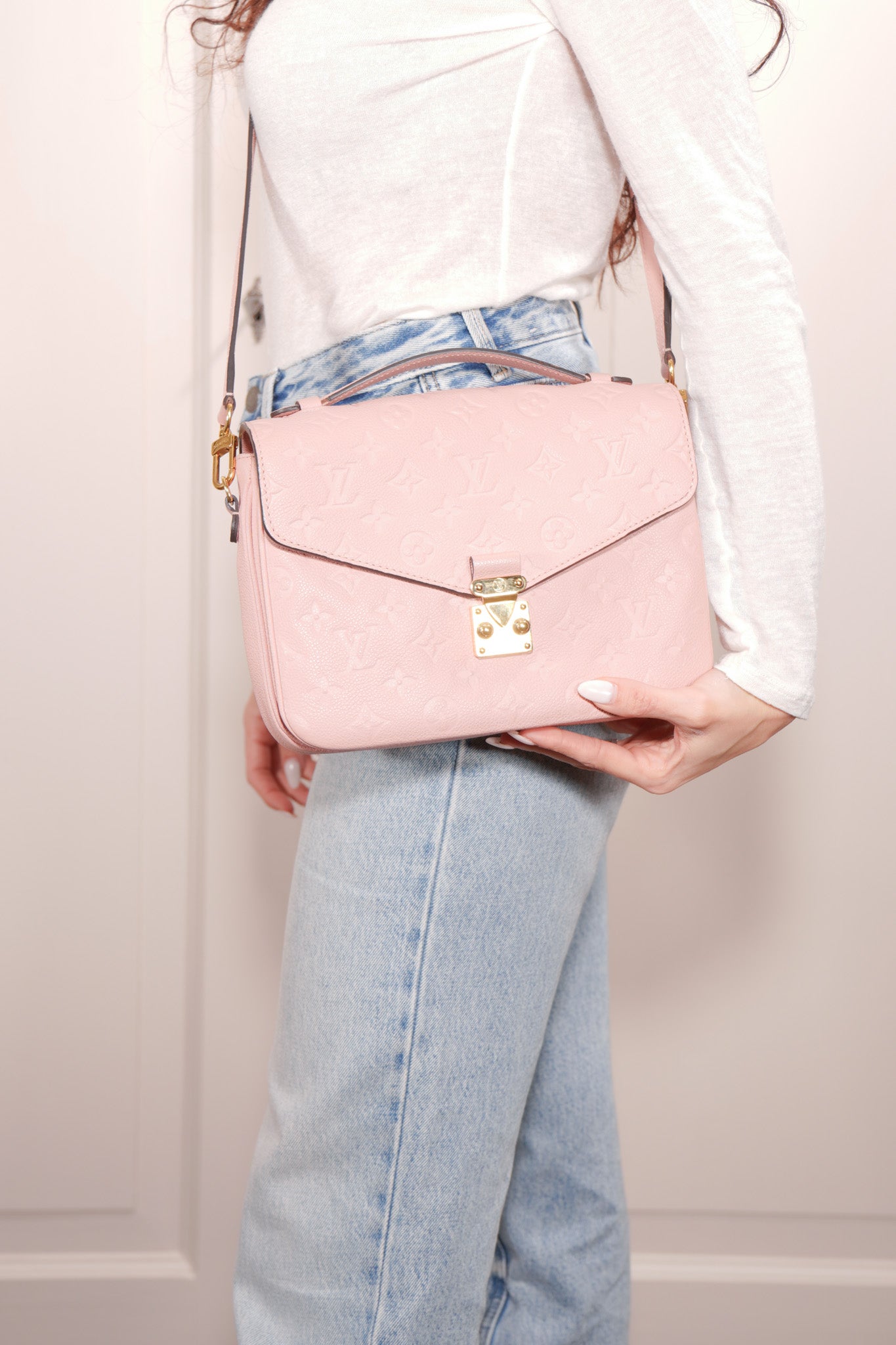 Louis Vuitton Borsa Metis Monogram Empreinte Pelle Rosa Usata luxury resale autentica - Aurea Luxury Lab