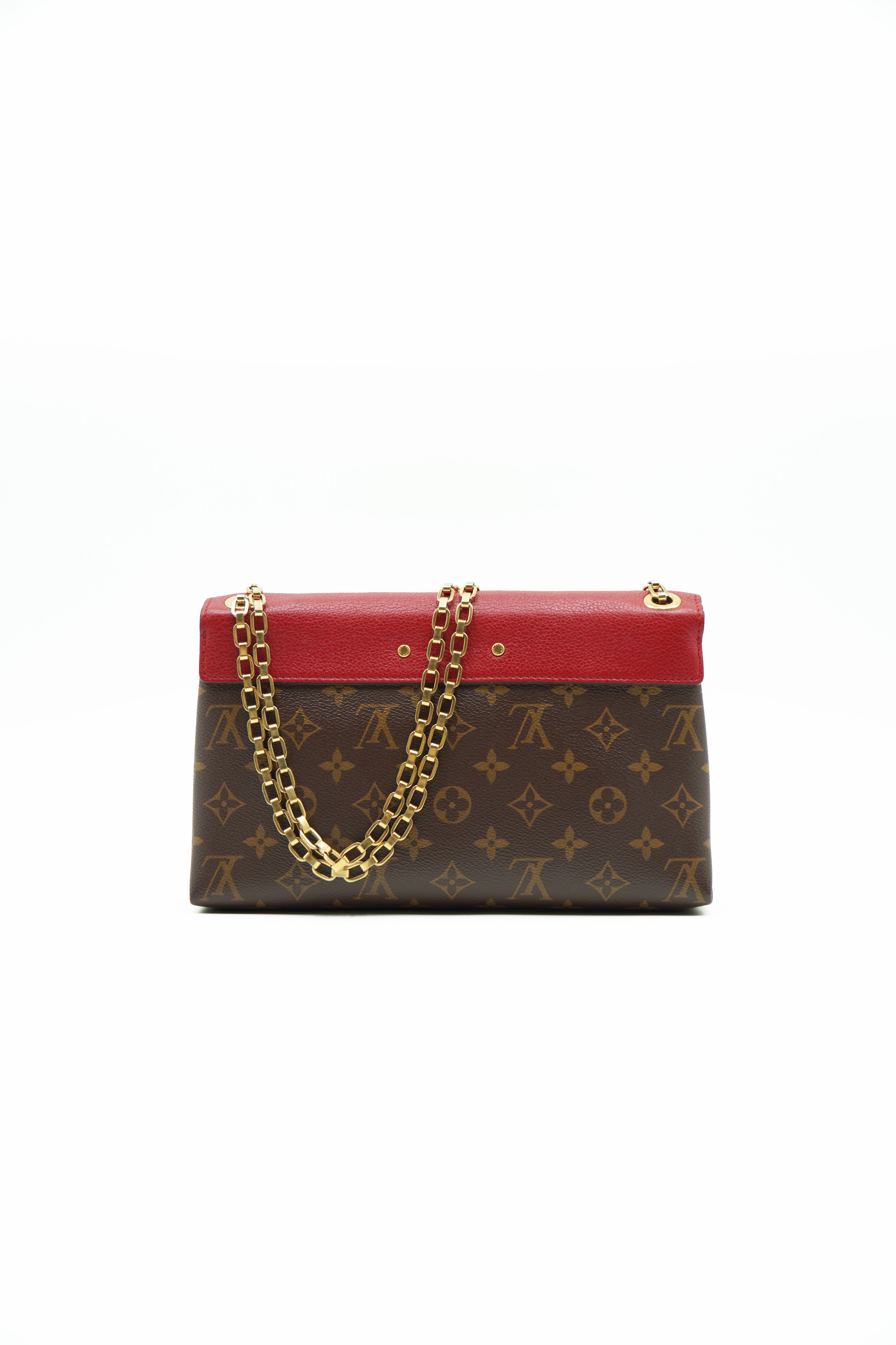 Louis Vuitton Borsa Tracolla Pallas Chain Monogram e Pelle Rossa second hand luxury - Aurea Luxury Lab